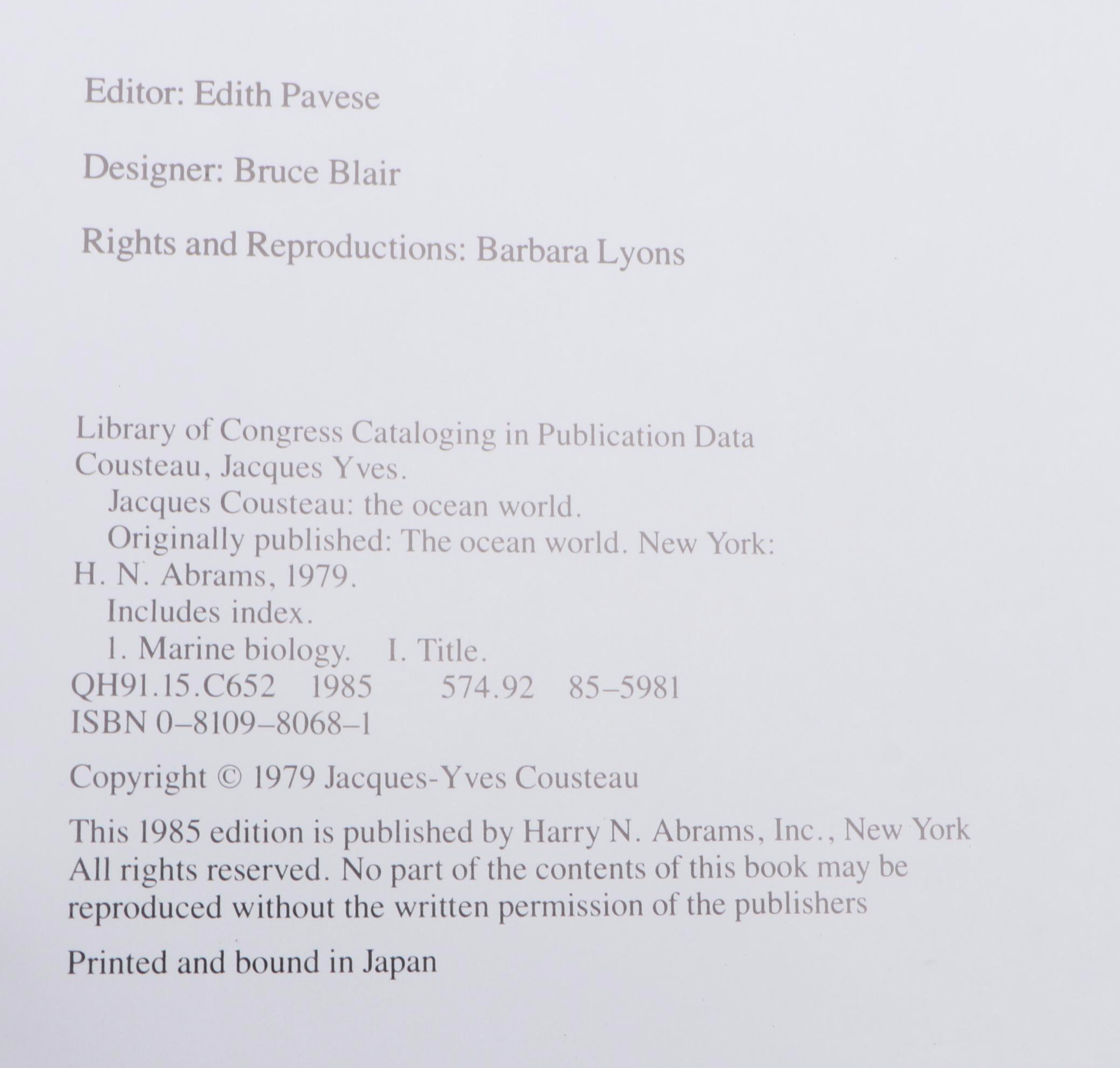 Illustrated "The Ocean World" by Jacques Cousteau, 1985