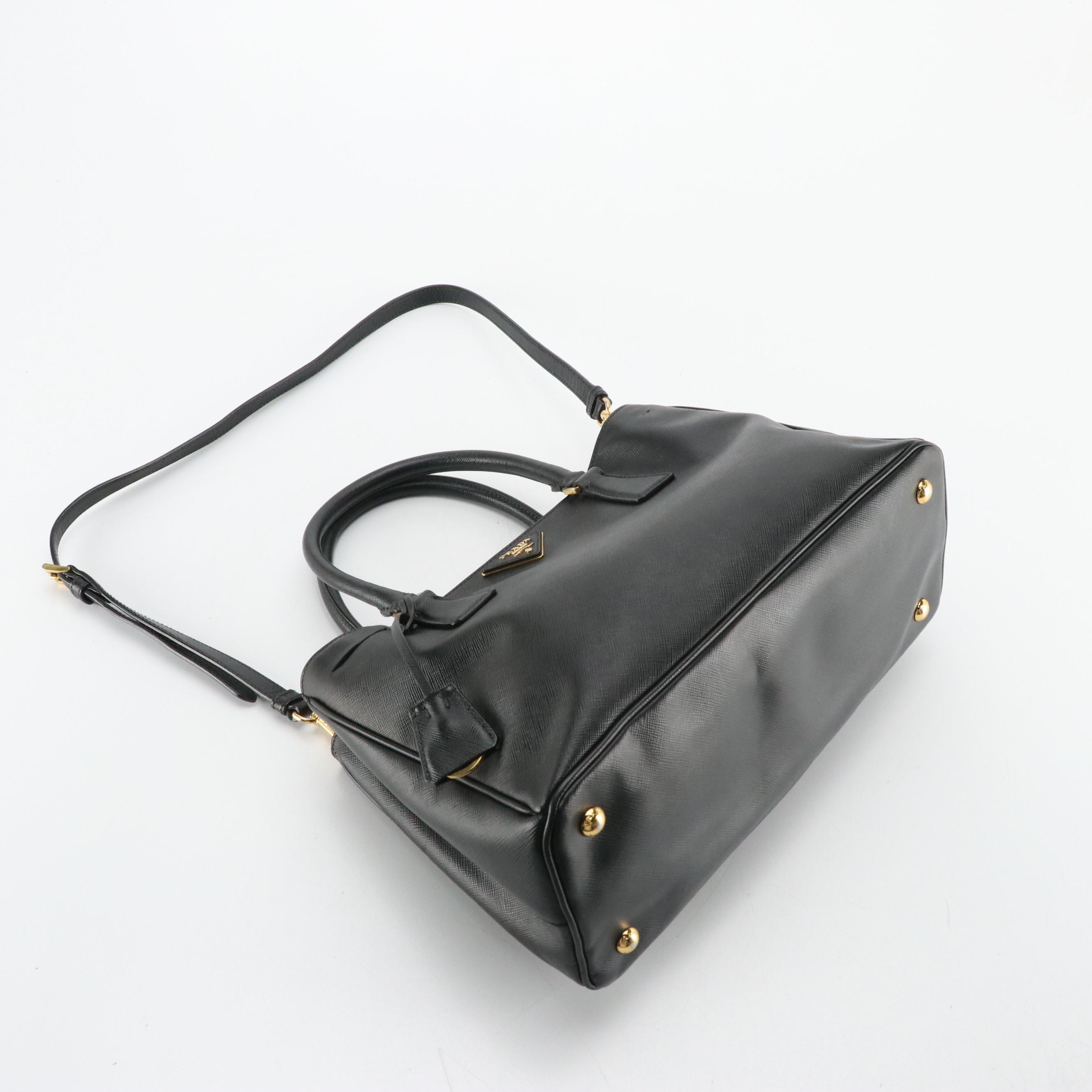 Prada Medium Galleria Two-Way Tote in Black Saffiano Leather