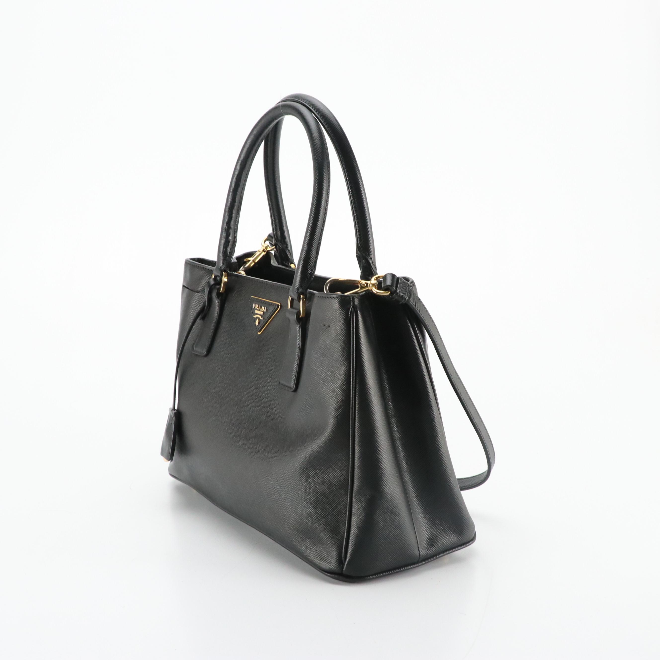 Prada Medium Galleria Two-Way Tote in Black Saffiano Leather