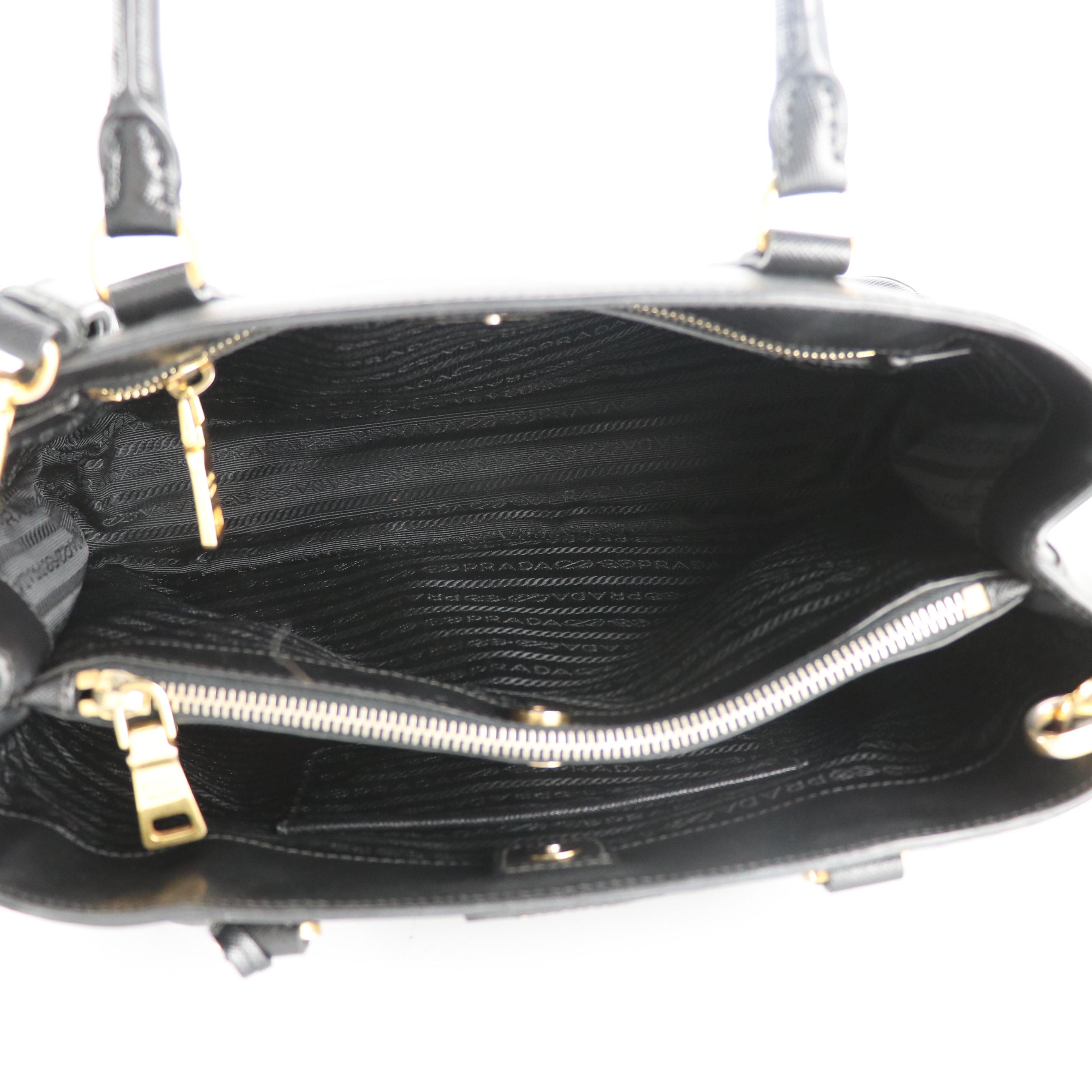 Prada Medium Galleria Two-Way Tote in Black Saffiano Leather