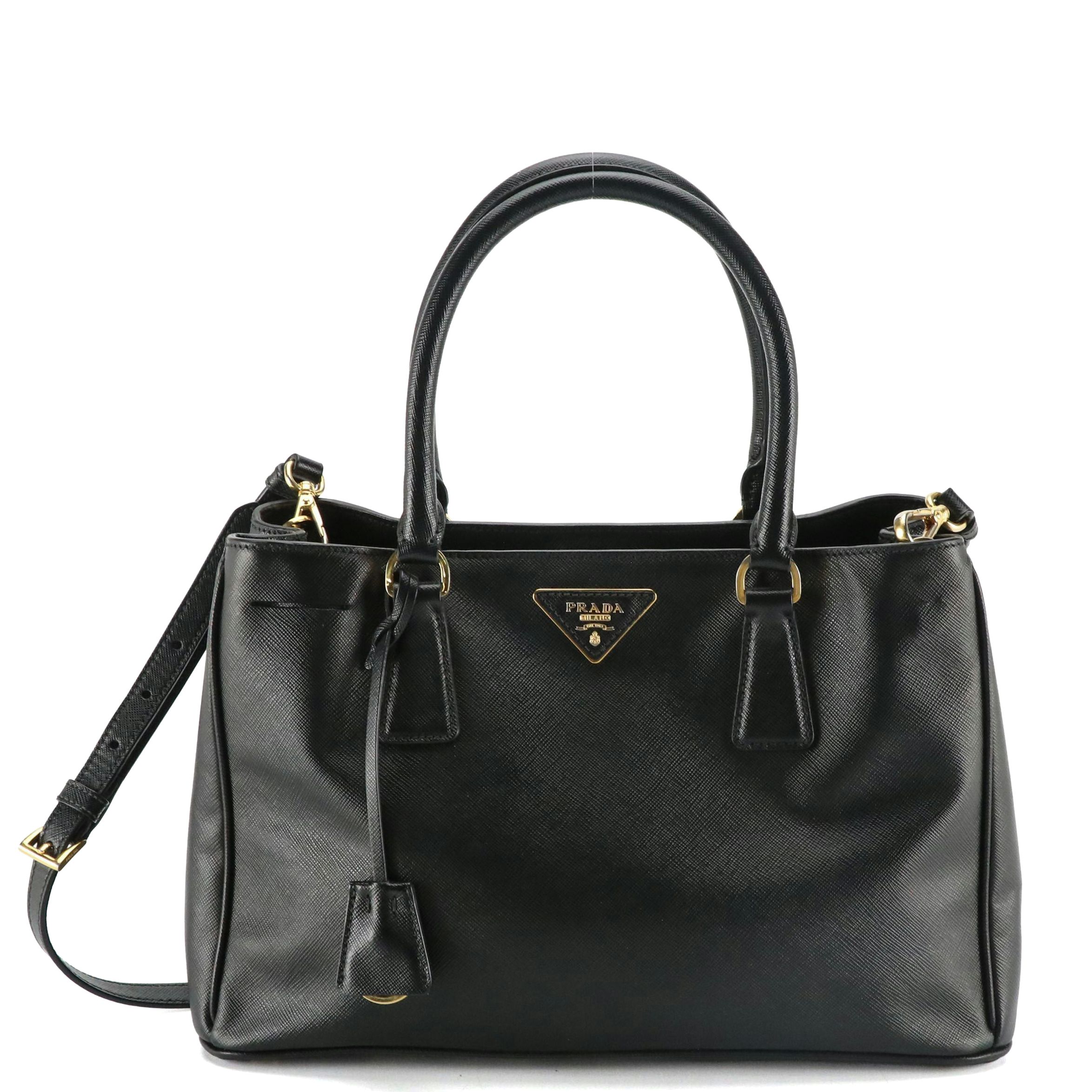 Prada Medium Galleria Two-Way Tote in Black Saffiano Leather
