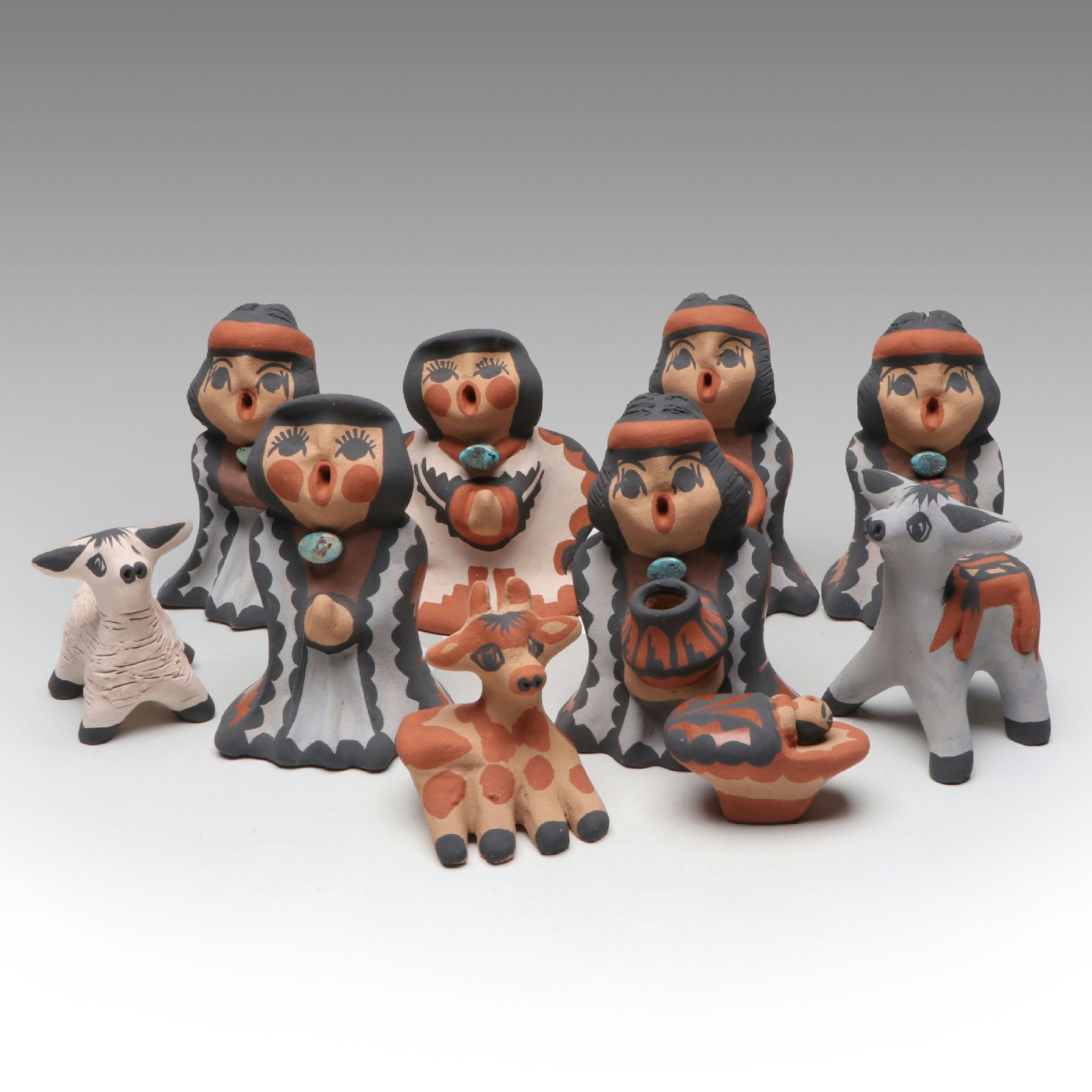 Caroline Sando Jemez Pueblo Ceramic Nativity Set
