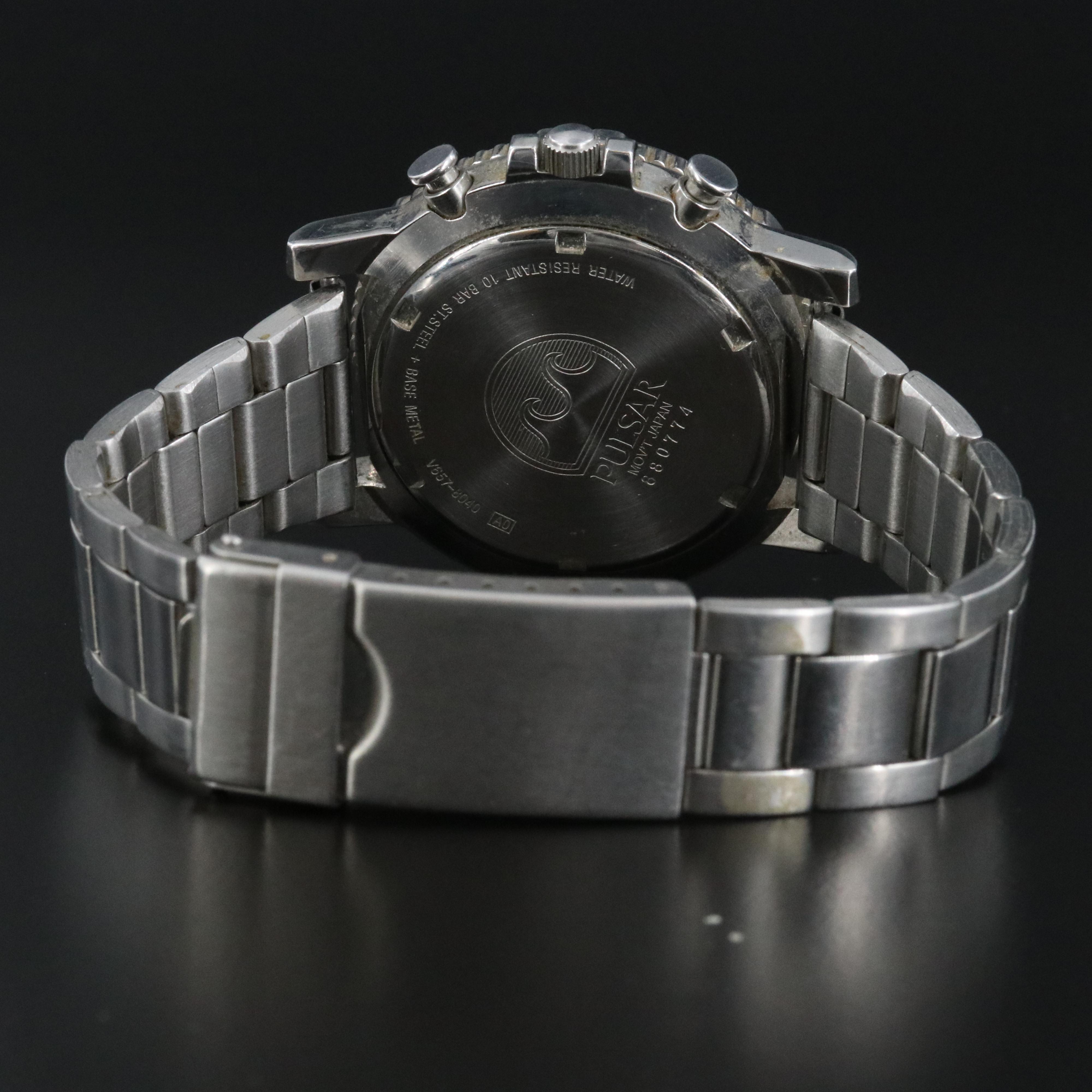 Pulsar Flightmaster Red Dial and Slide Rule Bezel Chronograh Watch 8807