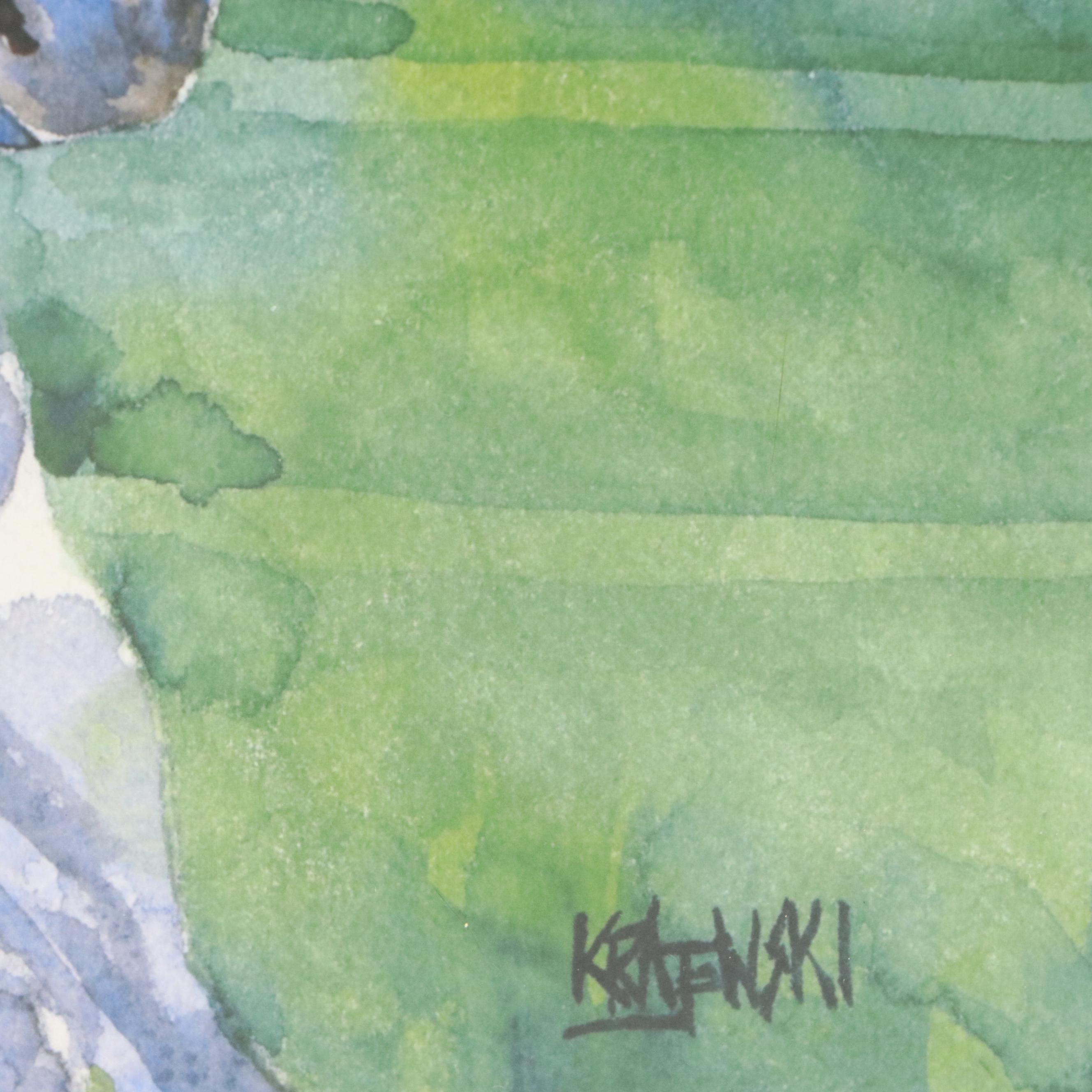 Ron Krajewski Watercolor Paintings of Racing Horse Portraits, 21st Century