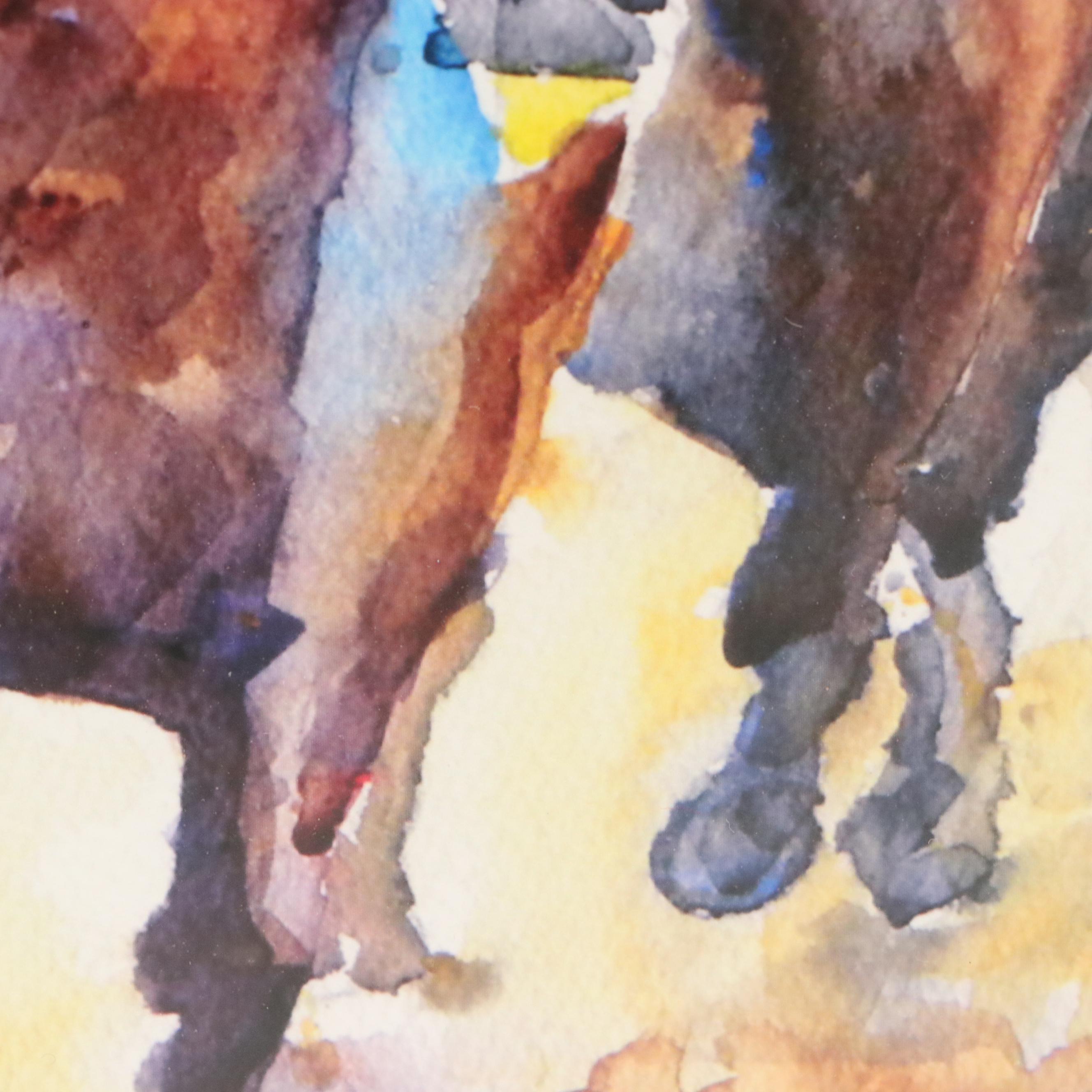 Ron Krajewski Watercolor Paintings of Racing Horse Portraits, 21st Century
