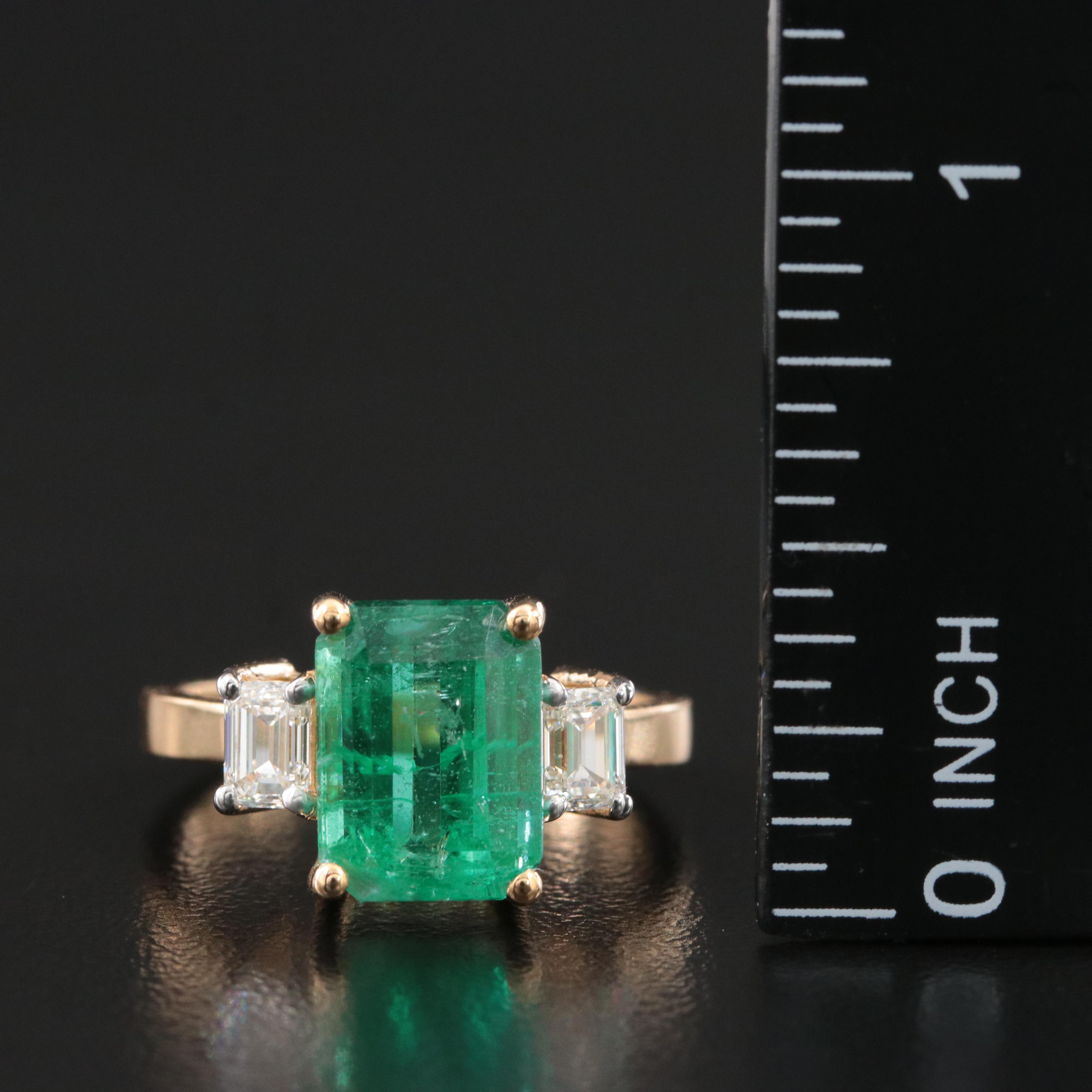 18K 3.42 CT Emerald and 0.60 CTW Diamond Ring with GIA Reports