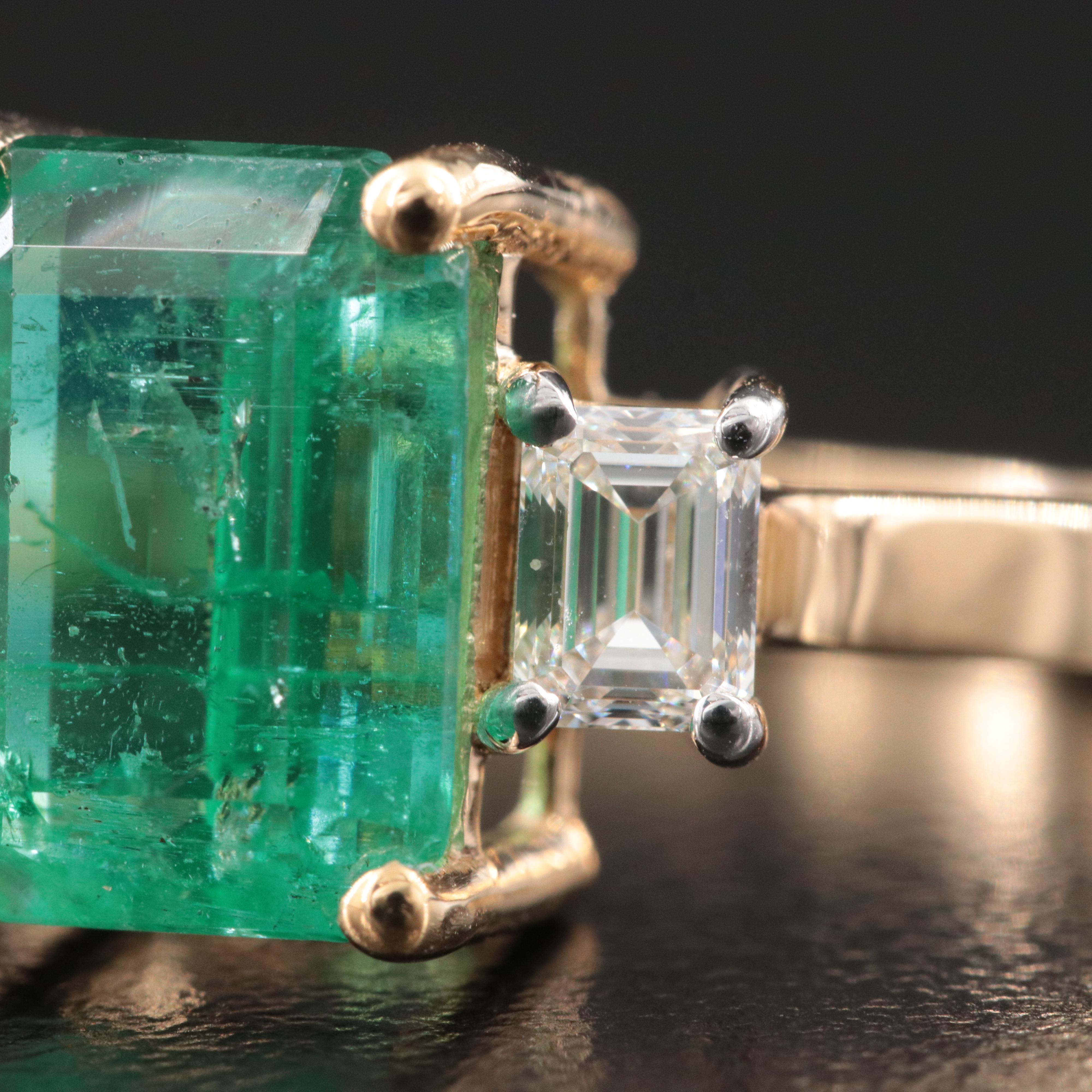 18K 3.42 CT Emerald and 0.60 CTW Diamond Ring with GIA Reports