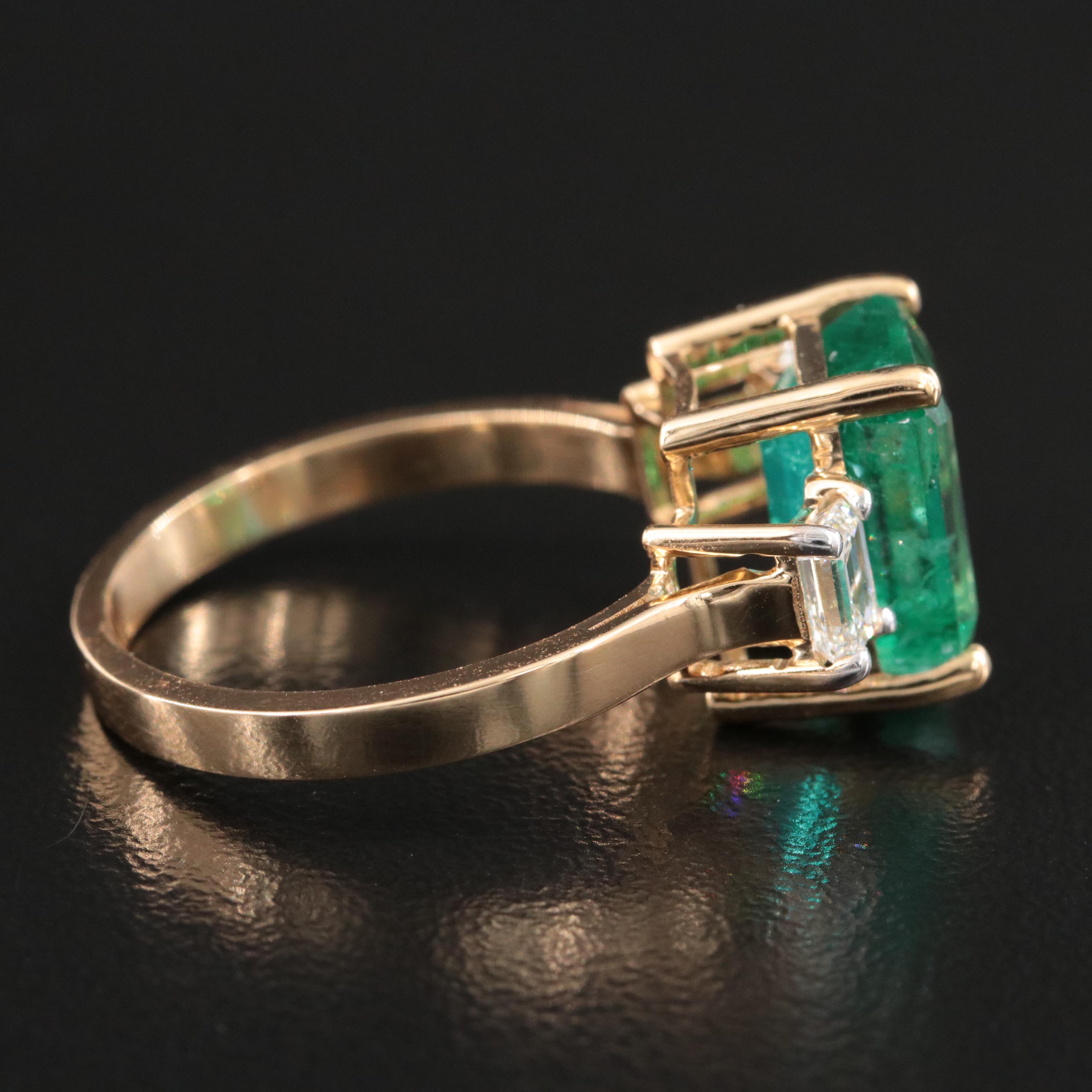 18K 3.42 CT Emerald and 0.60 CTW Diamond Ring with GIA Reports
