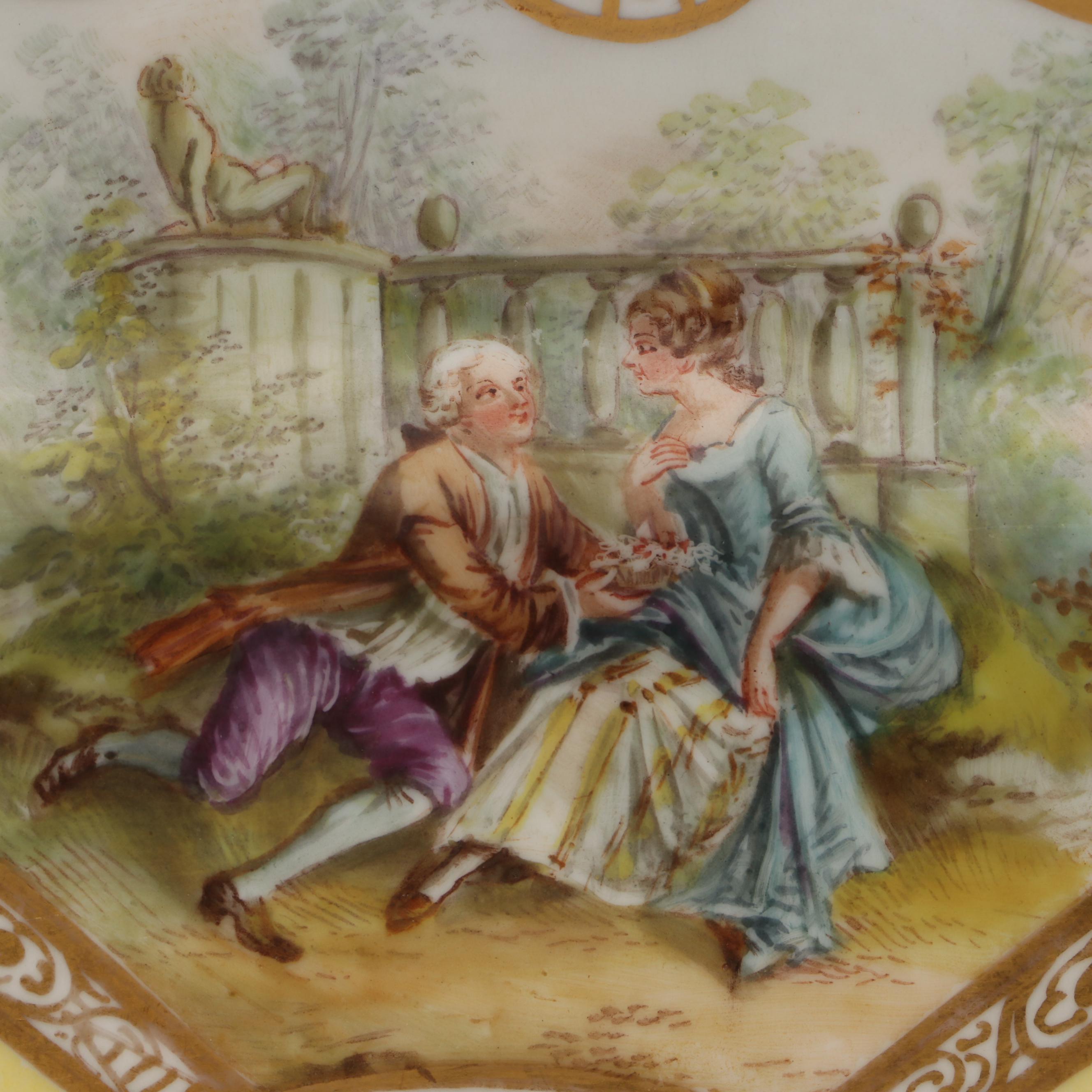 Richard Klemm with Other Dresden Porcelain Yellow Quatrefoil Bowls, Late 19th C.