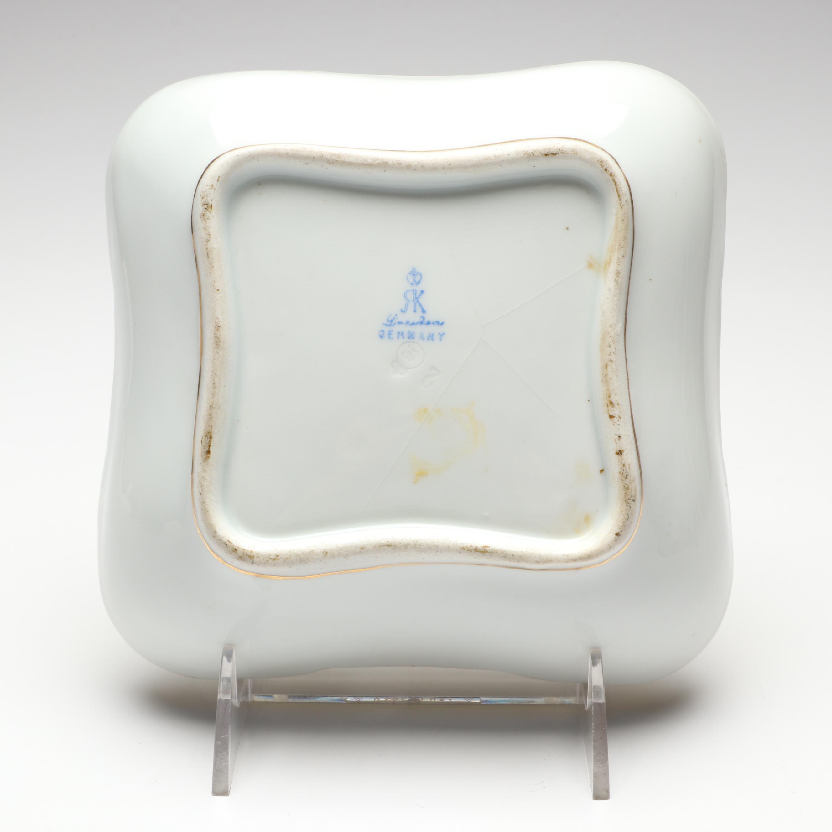 Richard Klemm with Other Dresden Porcelain Yellow Quatrefoil Bowls, Late 19th C.