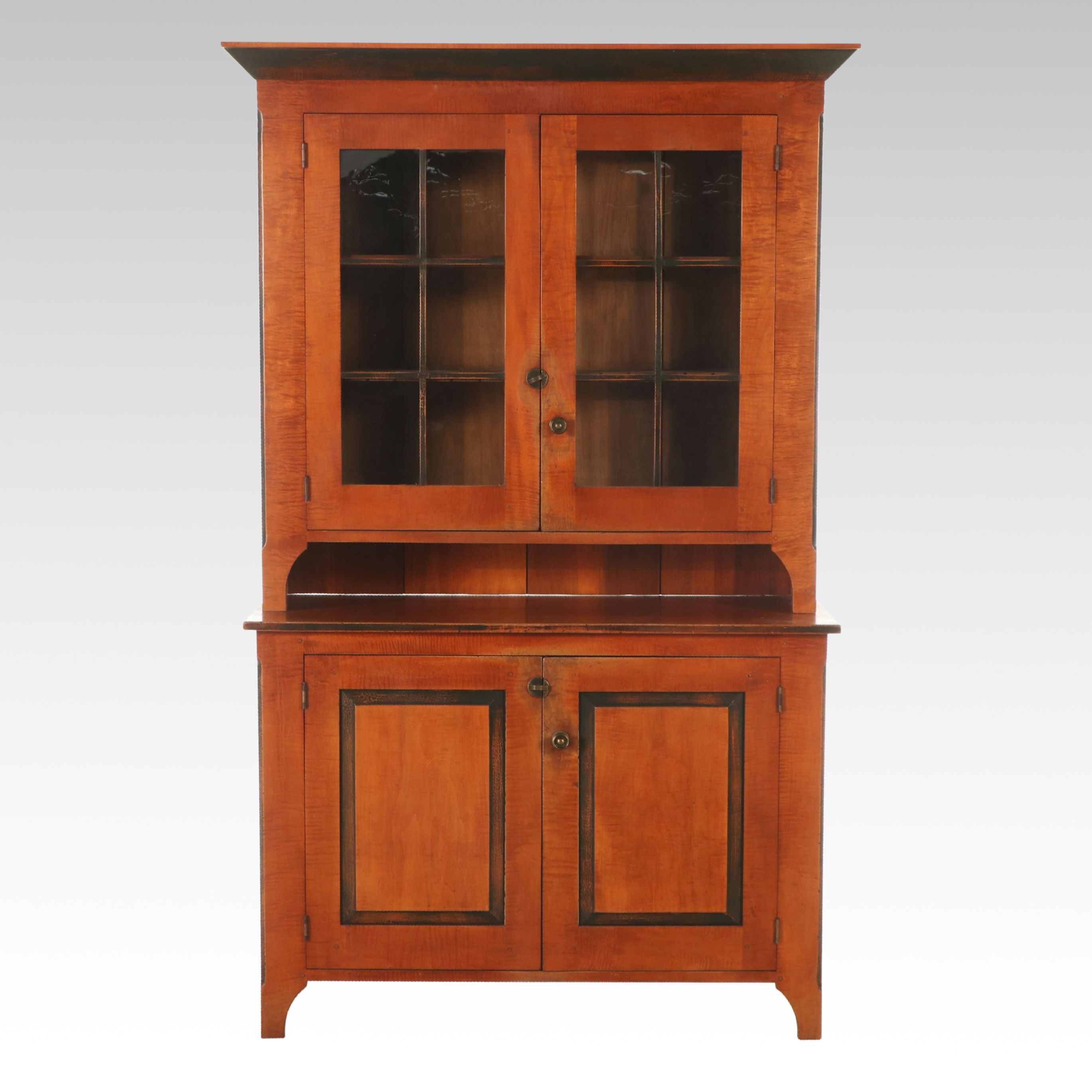 David T. Smith Pennsylvania Dutch Style Cherry Step-Back Cupboard