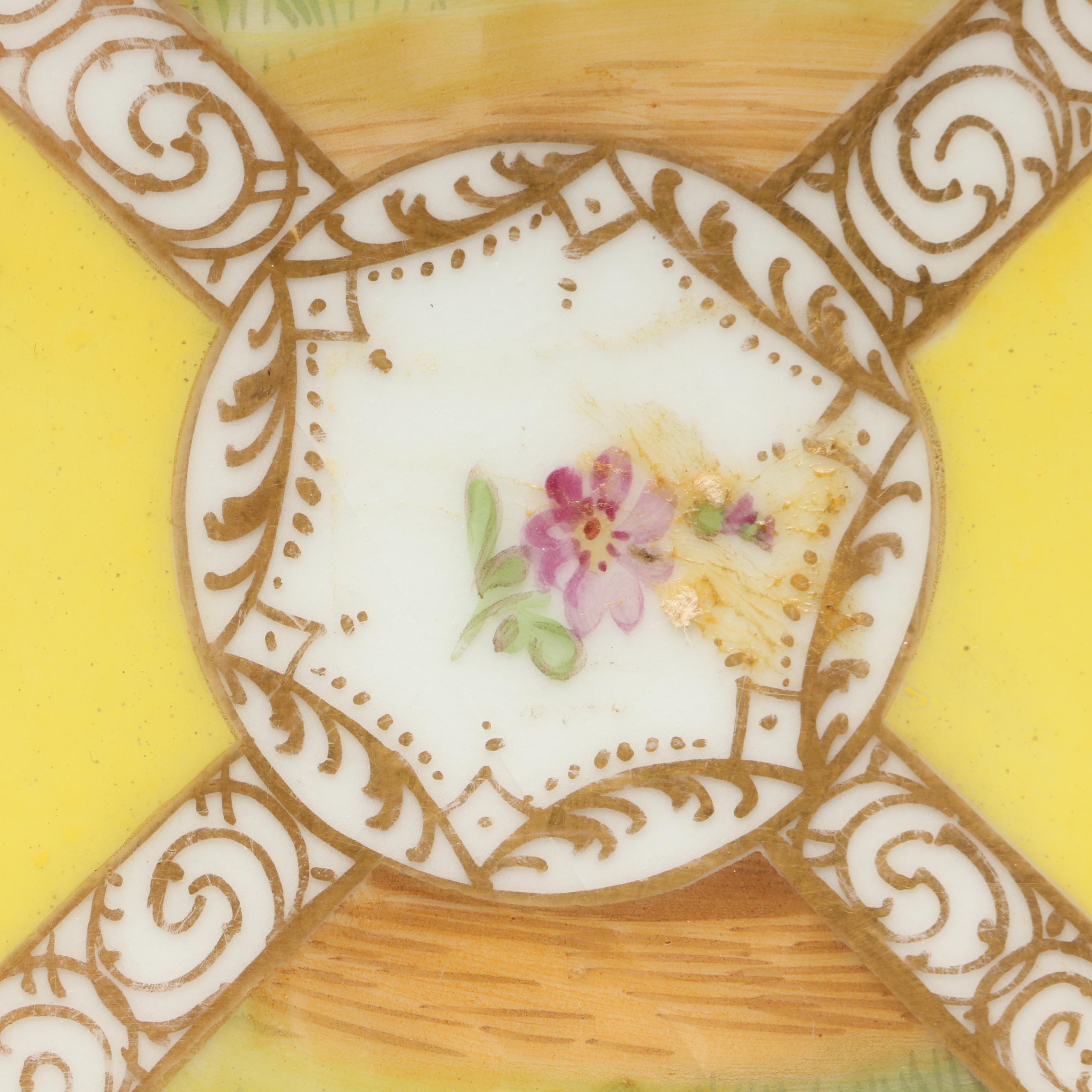 Richard Klemm with Other Dresden Porcelain Yellow Quatrefoil Bowls, Late 19th C.