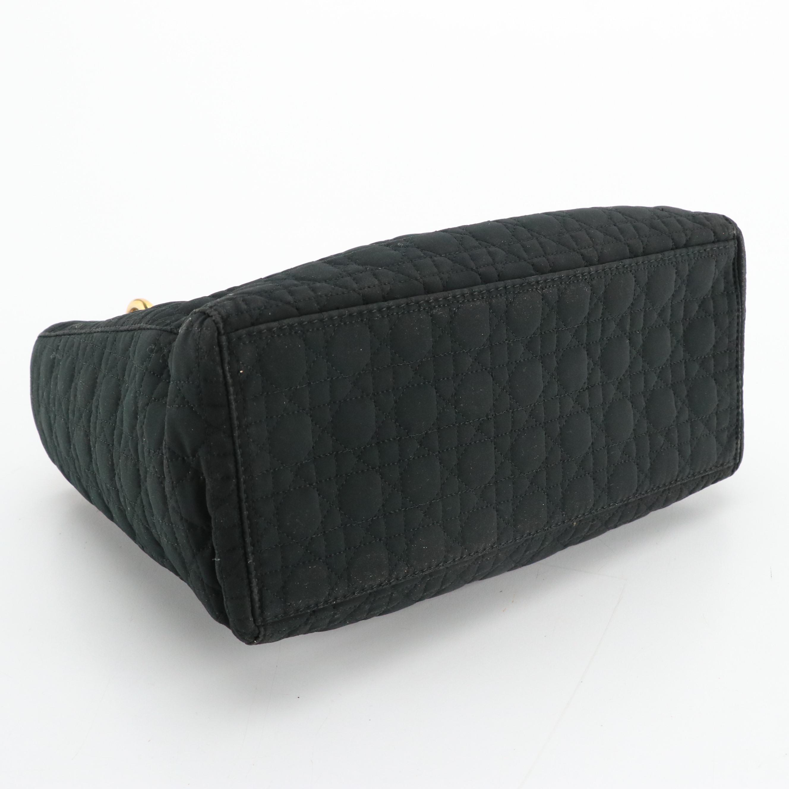 Christian Dior Black Cannage Nylon Lady Dior Handbag