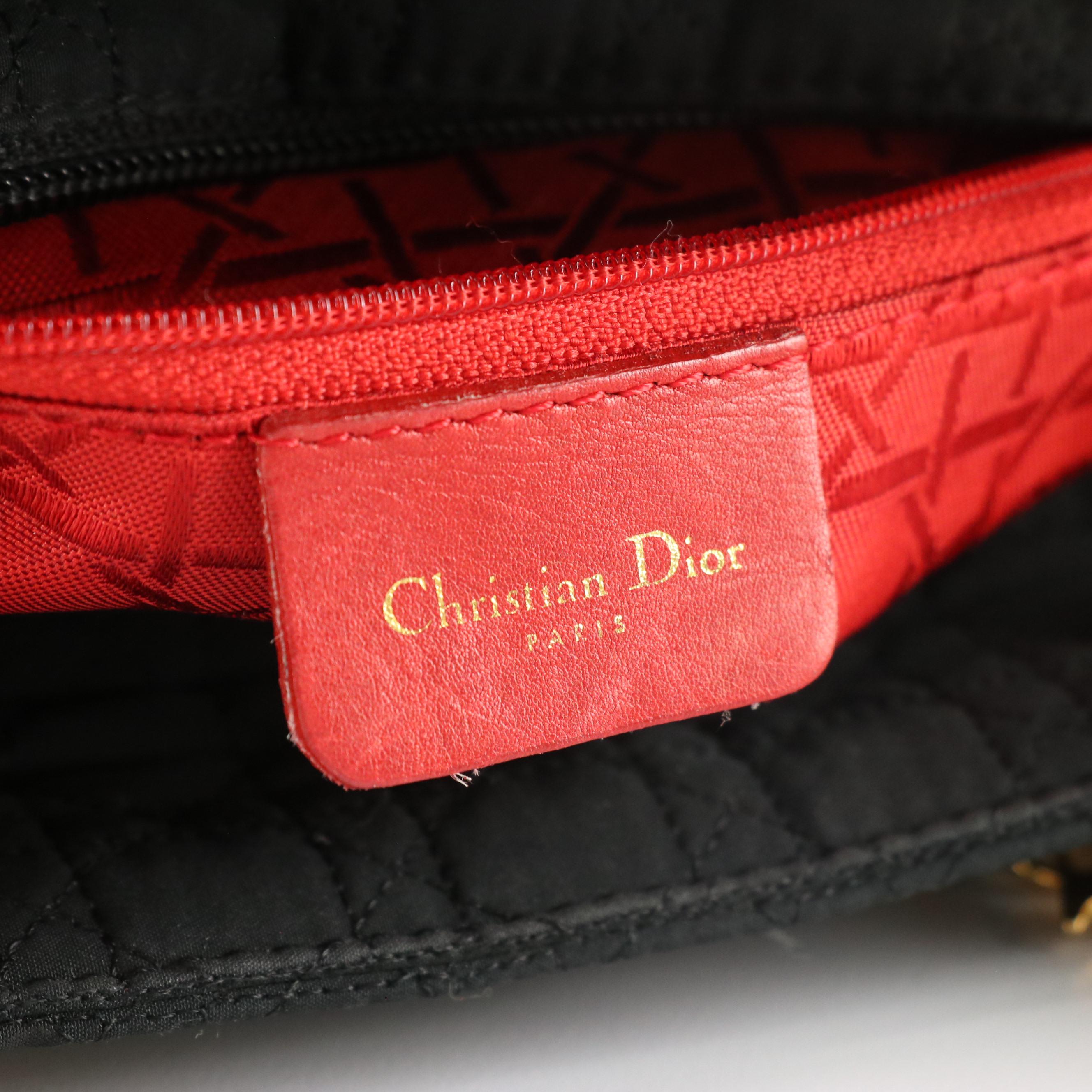 Christian Dior Black Cannage Nylon Lady Dior Handbag