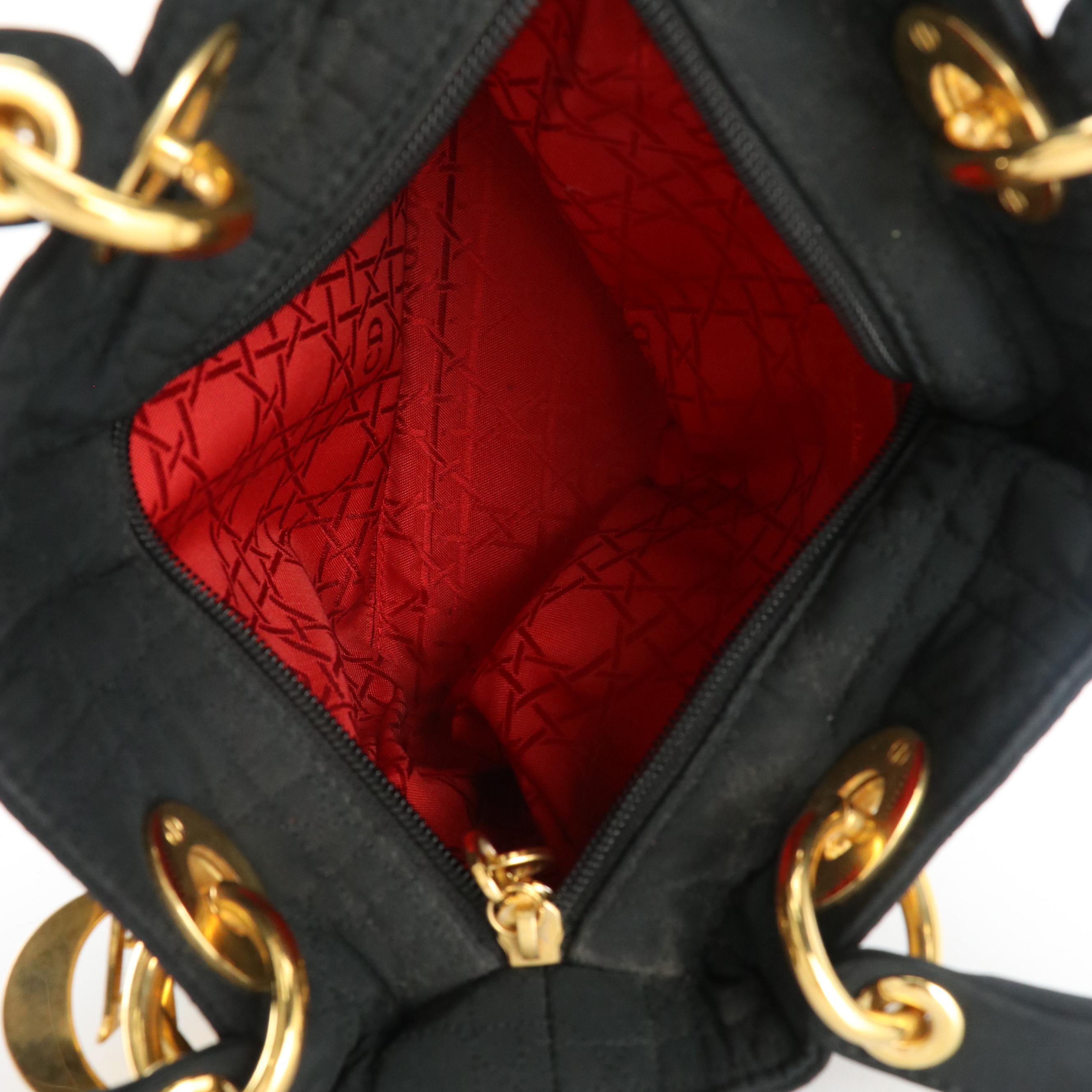 Christian Dior Black Cannage Nylon Lady Dior Handbag