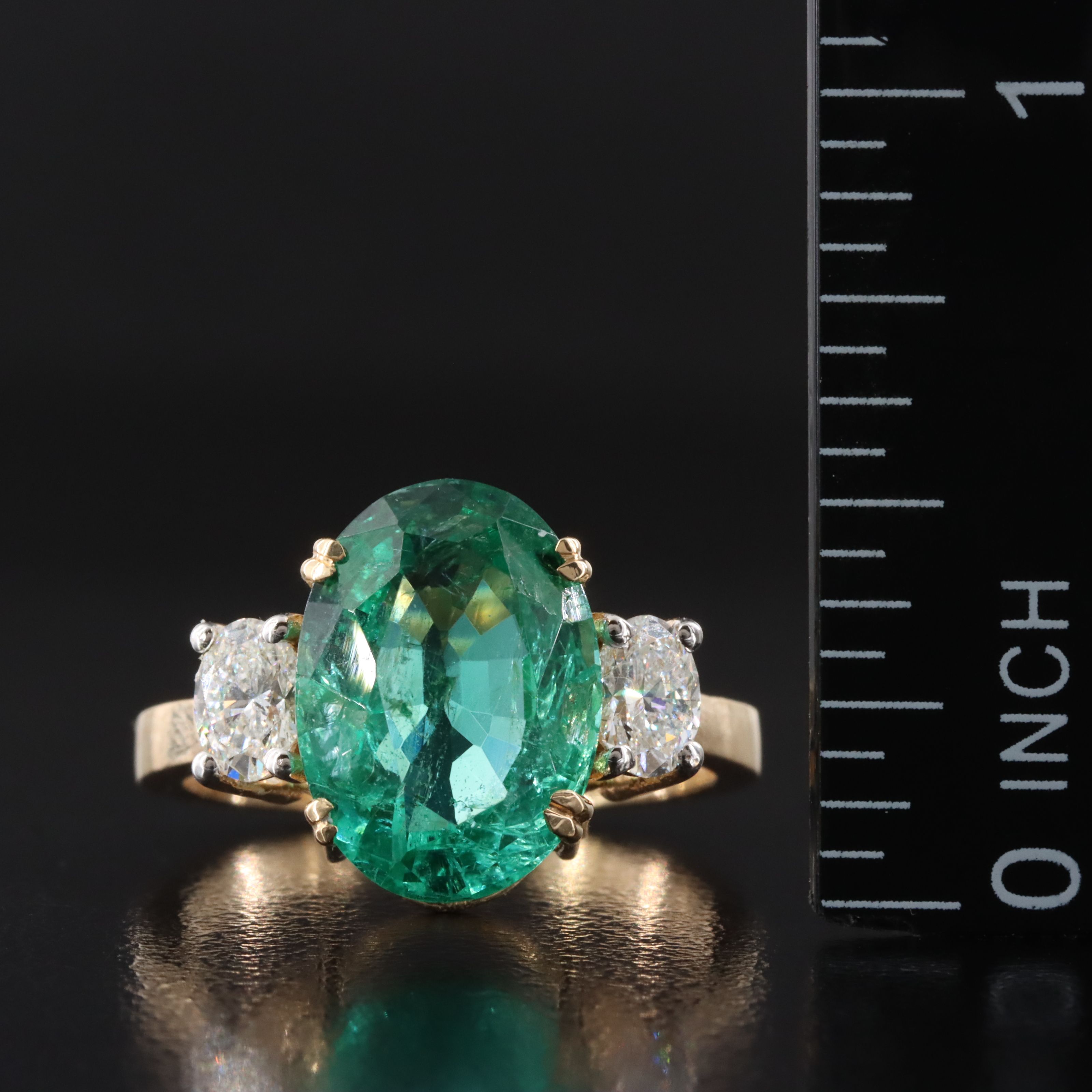 18K 4.75 CT Zambia Emerald and 0.60 CTW Diamond Ring with GIA Reports