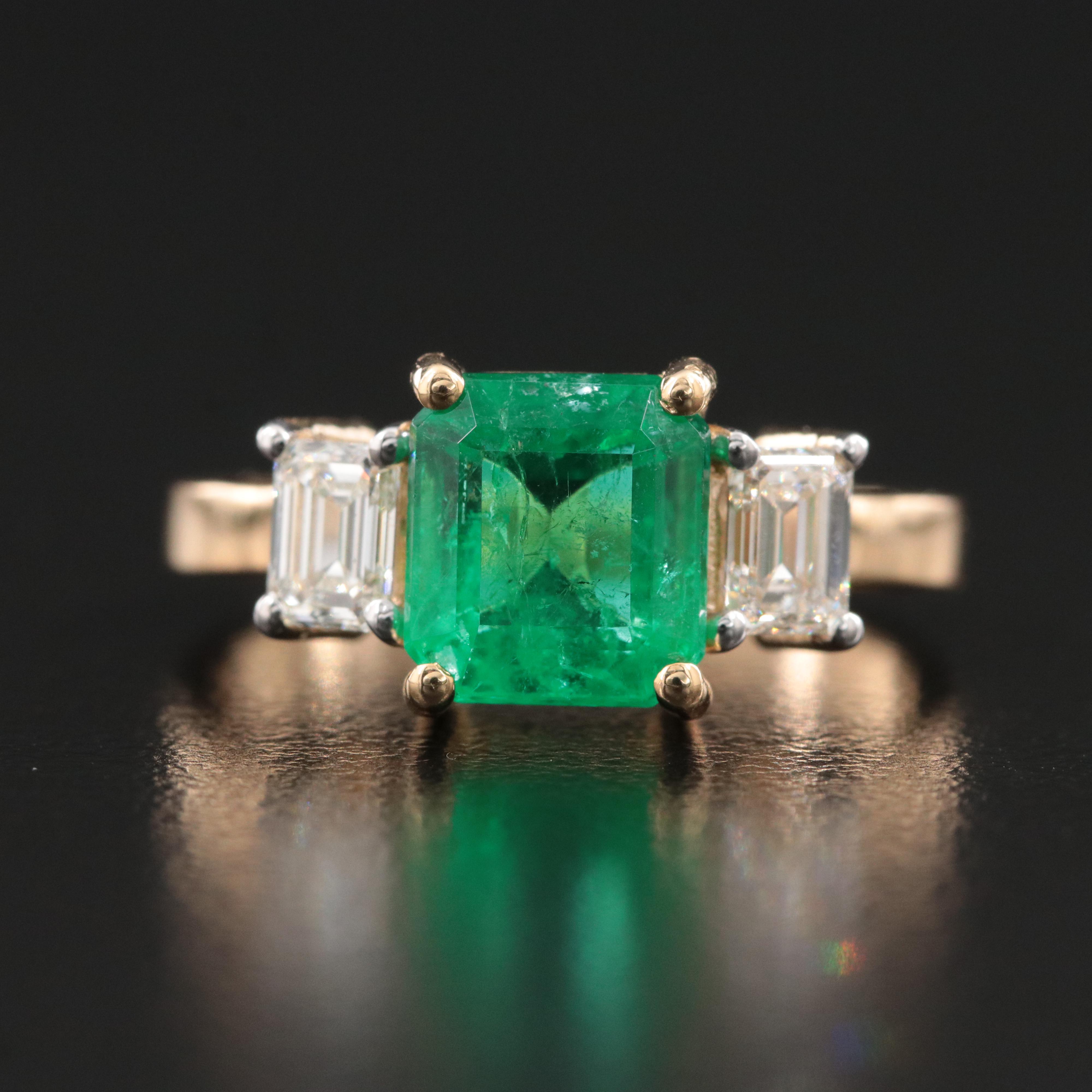 18K 2.03 CT Emerald and 0.61 CTW Diamond Ring With GIA Reports