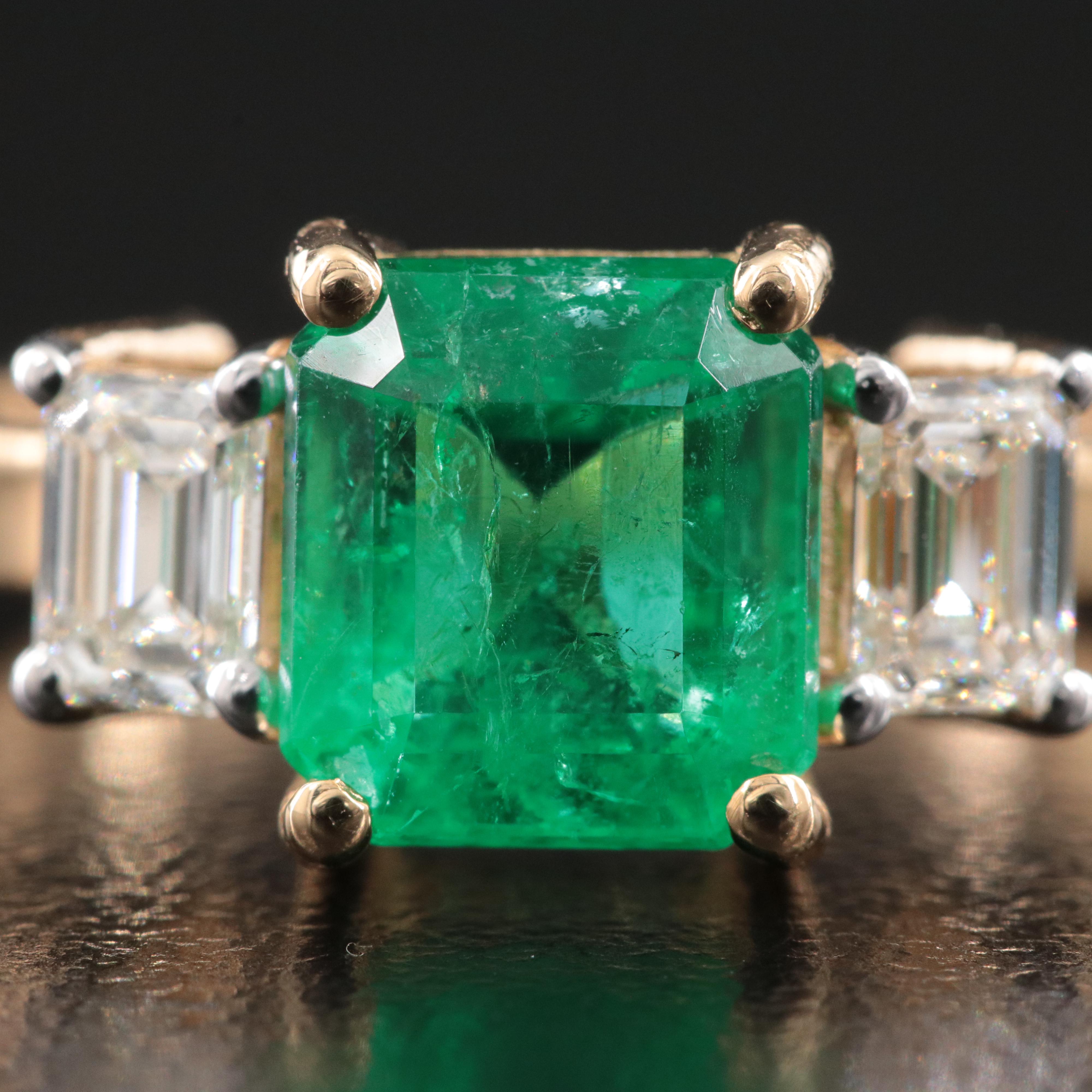 18K 2.03 CT Emerald and 0.61 CTW Diamond Ring With GIA Reports