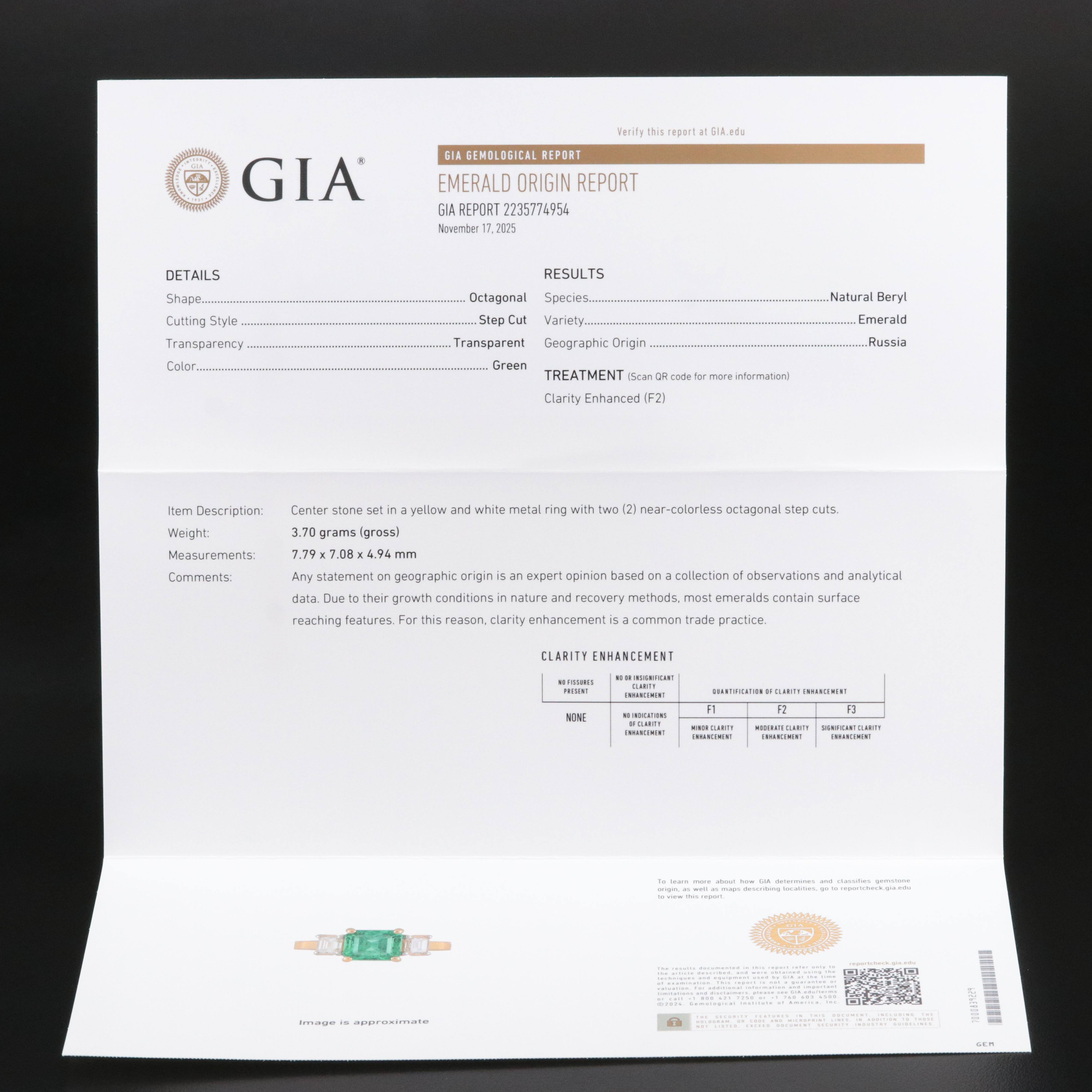 18K 2.03 CT Emerald and 0.61 CTW Diamond Ring With GIA Reports