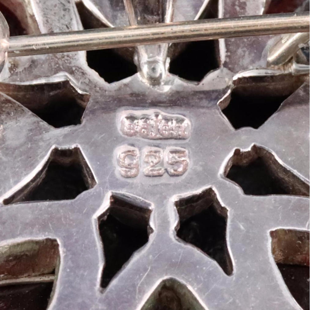 Sajen Sterling Garnet, Smoky Quartz and Citrine Flower Converter Brooch