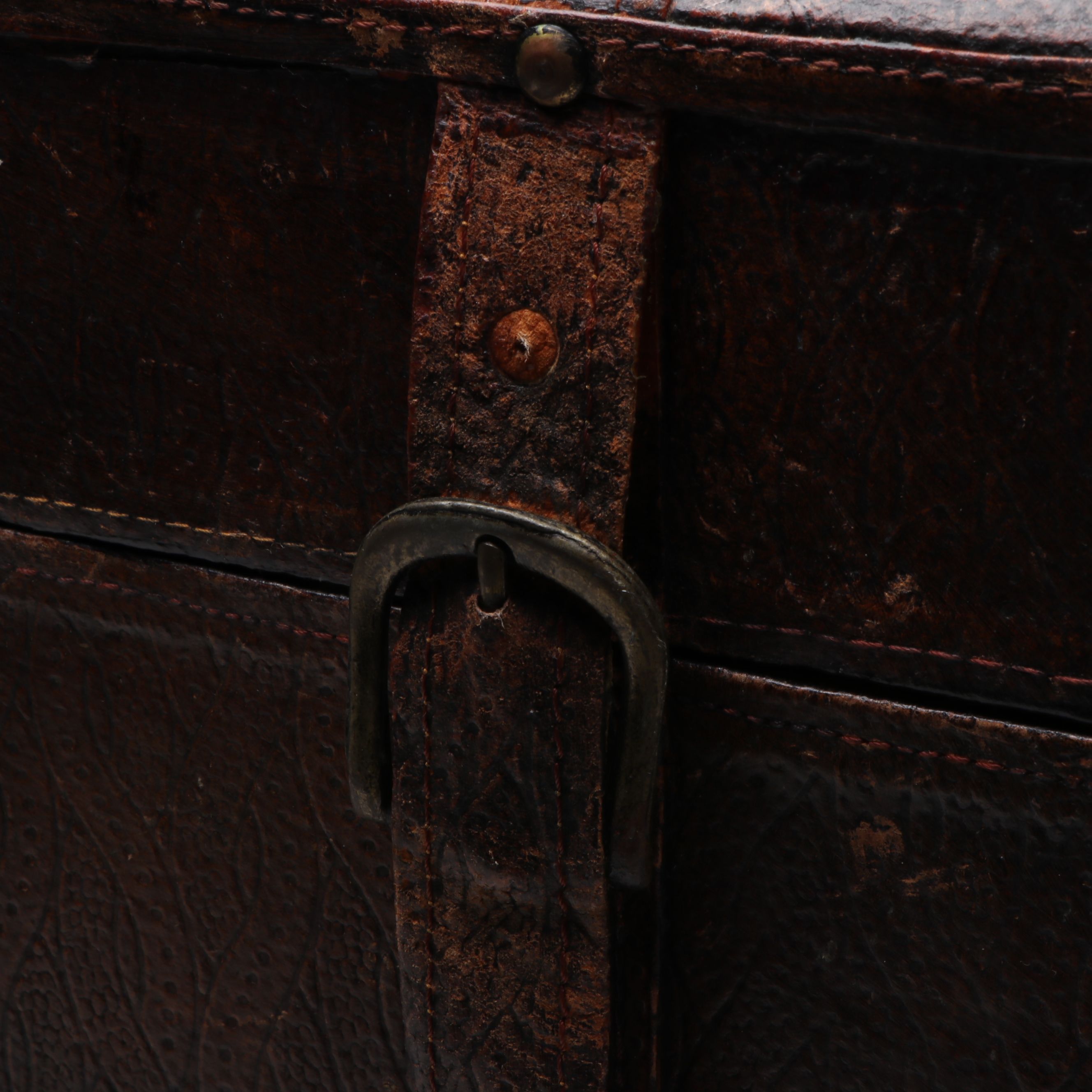 Leather Lined Chest with Southwestern Style Blanket