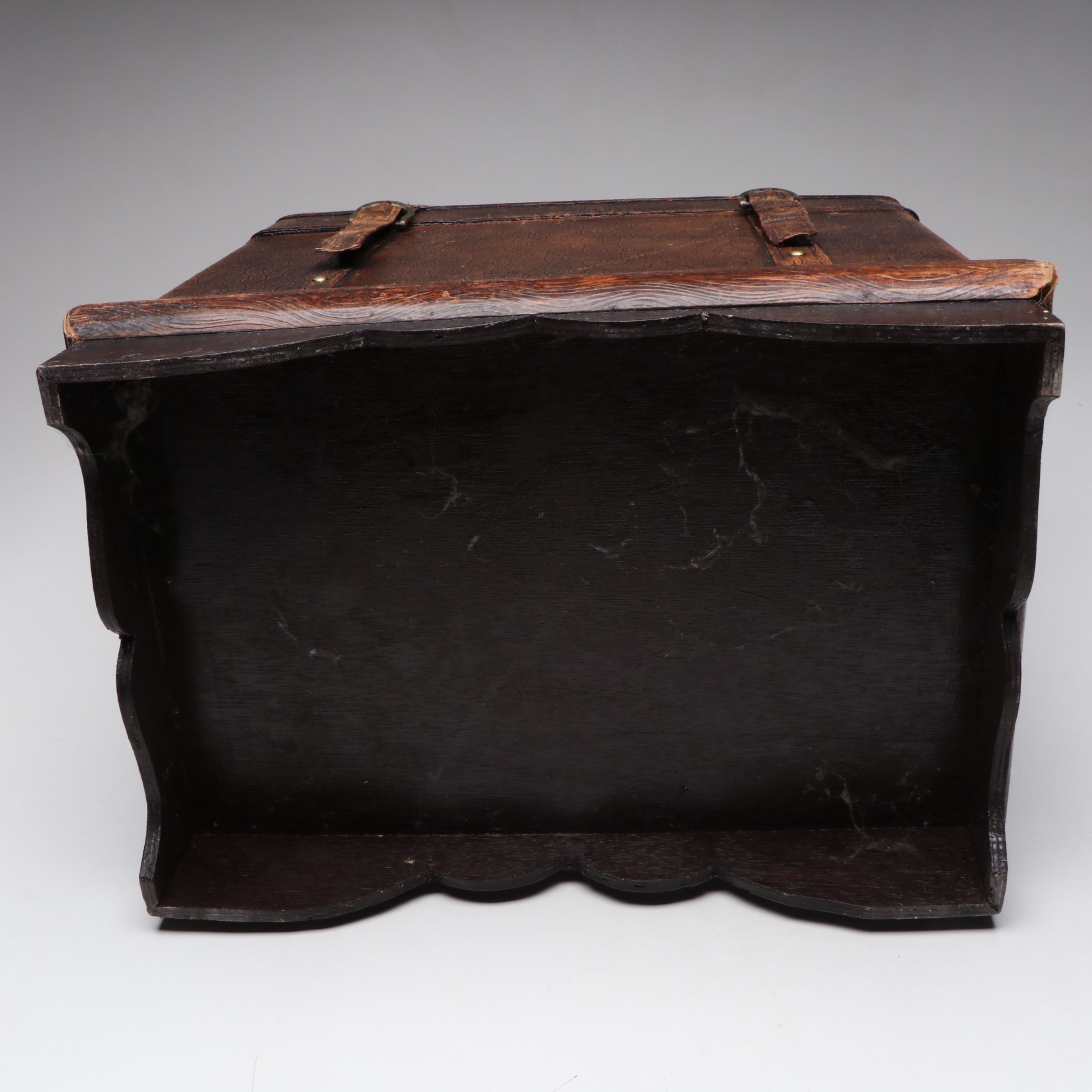 Leather Lined Chest with Southwestern Style Blanket