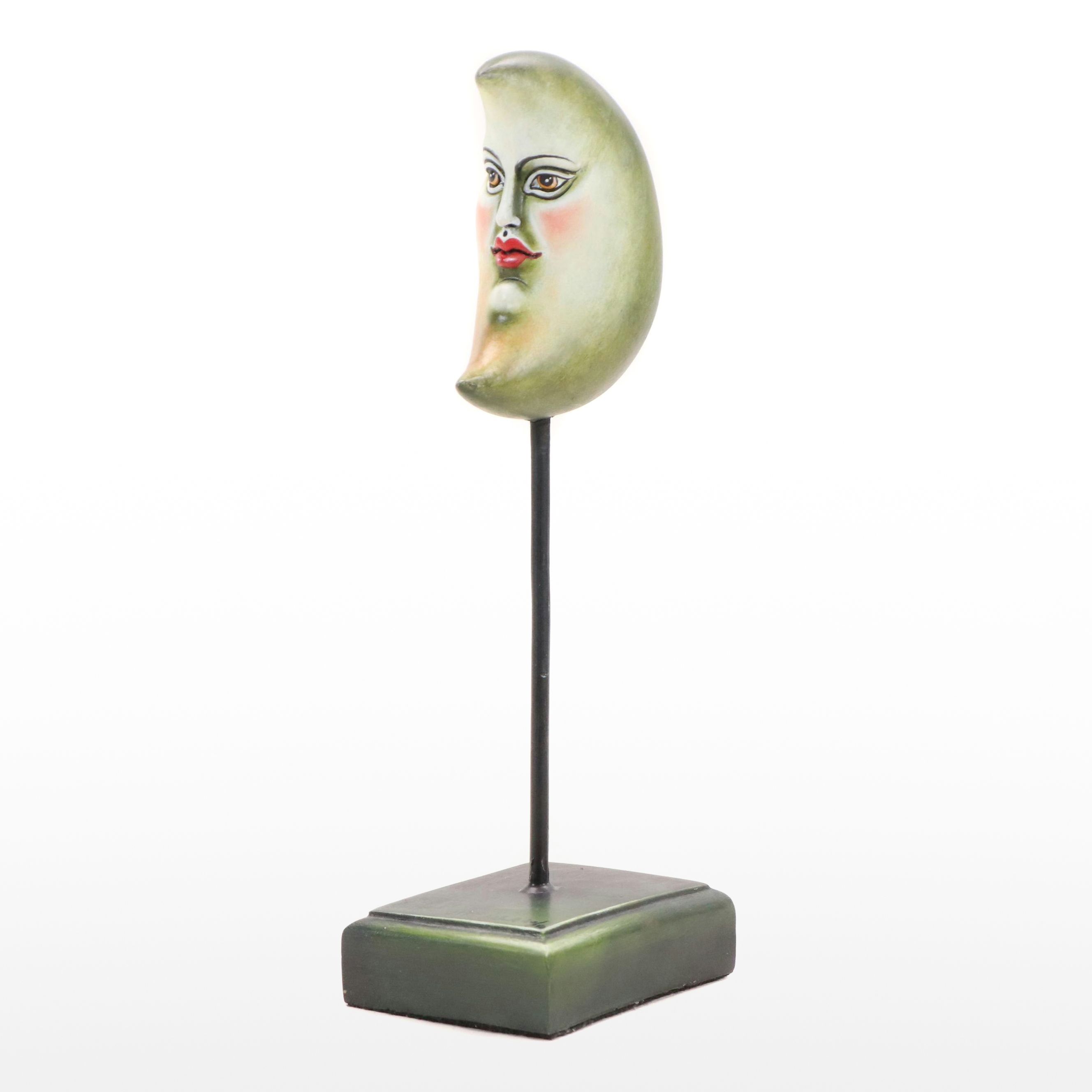 Carlos and Albert Ceramic Hand-Painted Moon Sculpture