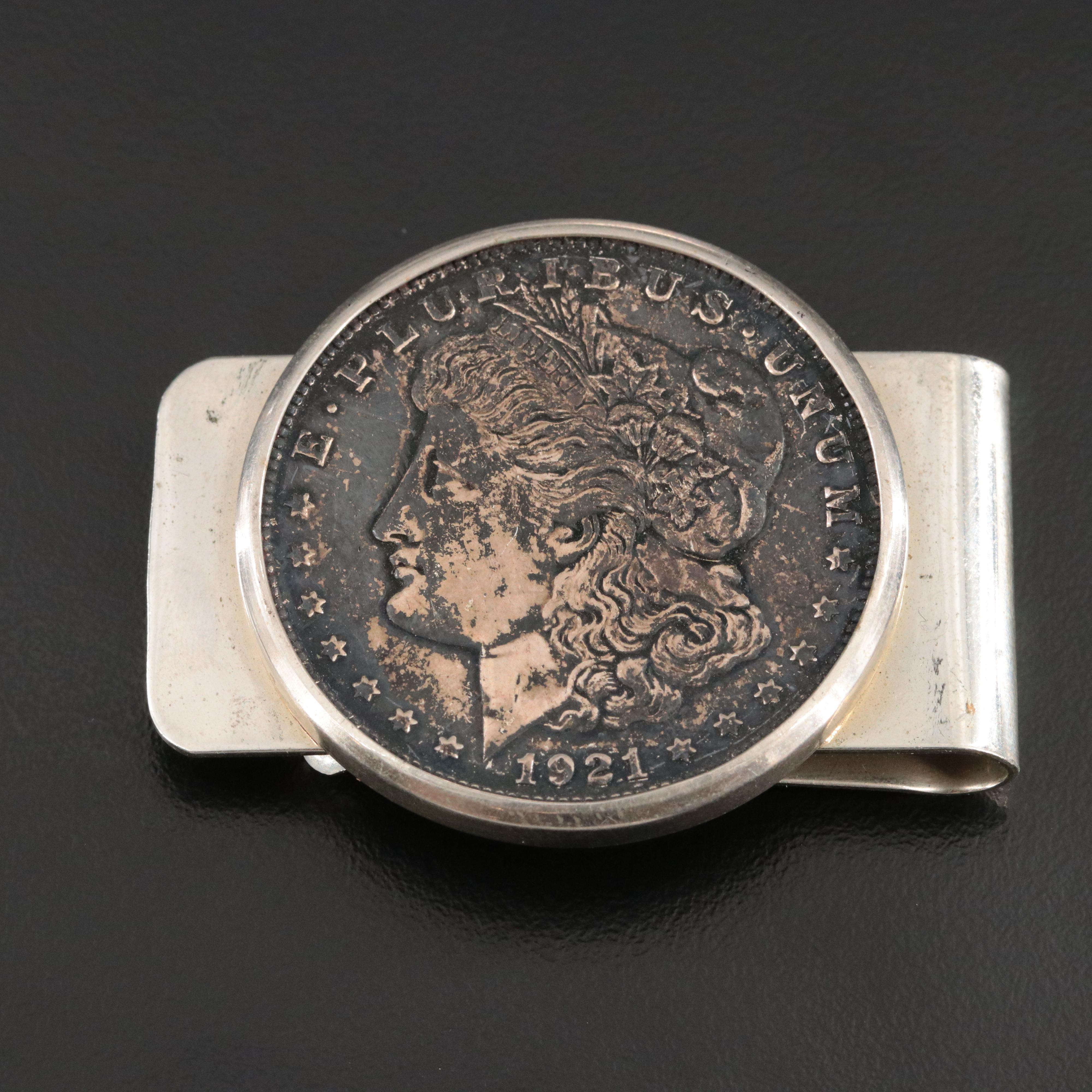 Bell Trading Post Money Clip with 1921 Morgan Silver Dollar