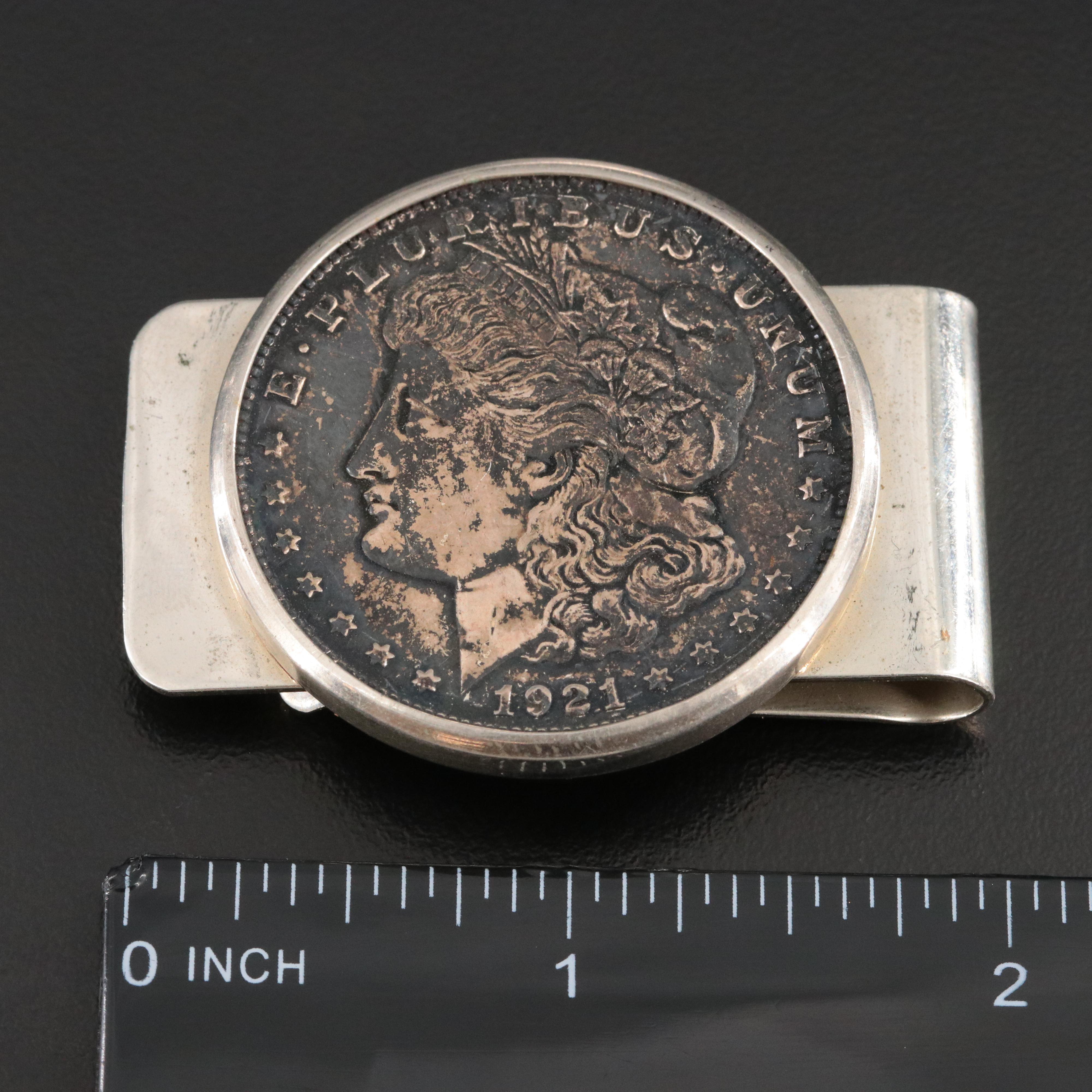 Bell Trading Post Money Clip with 1921 Morgan Silver Dollar