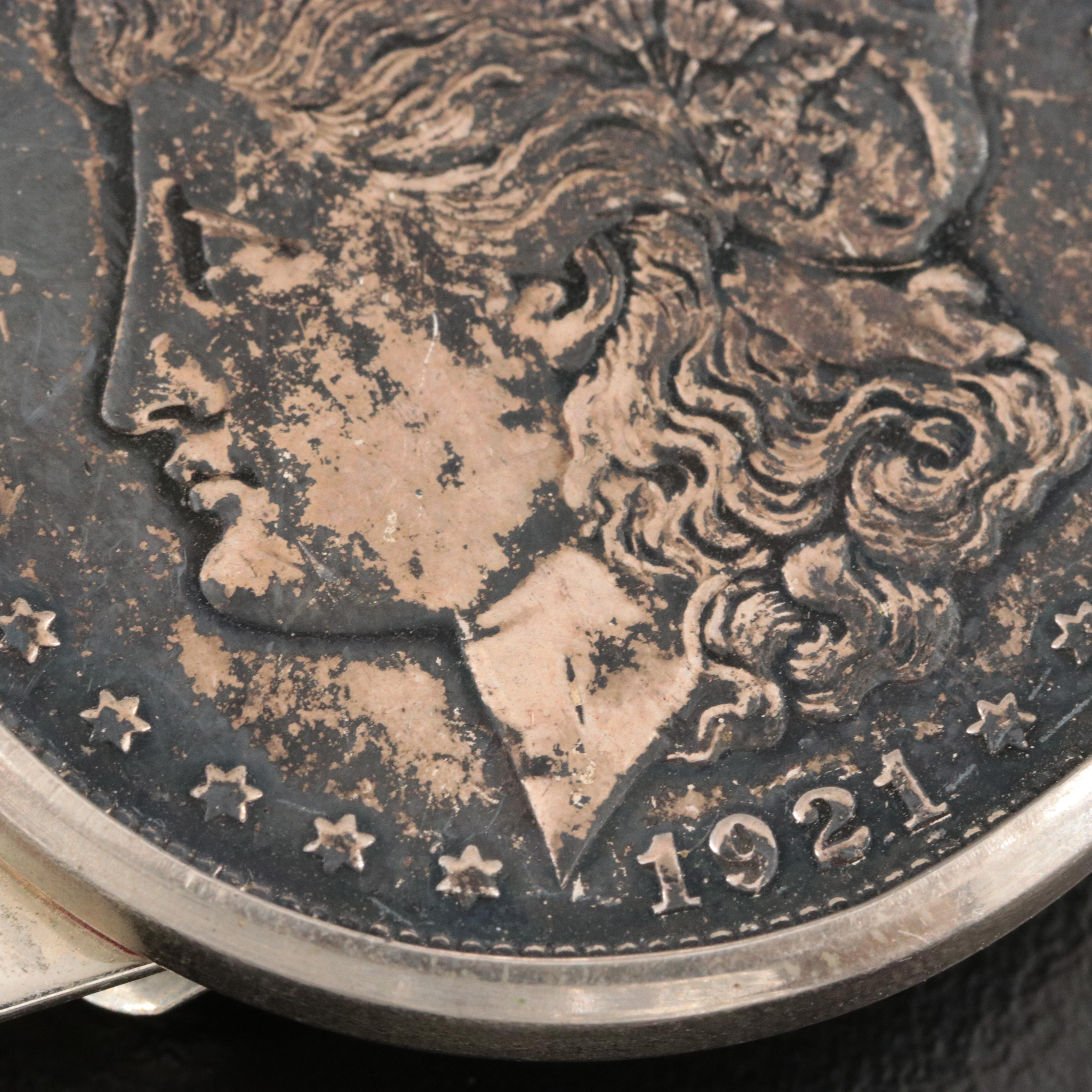 Bell Trading Post Money Clip with 1921 Morgan Silver Dollar