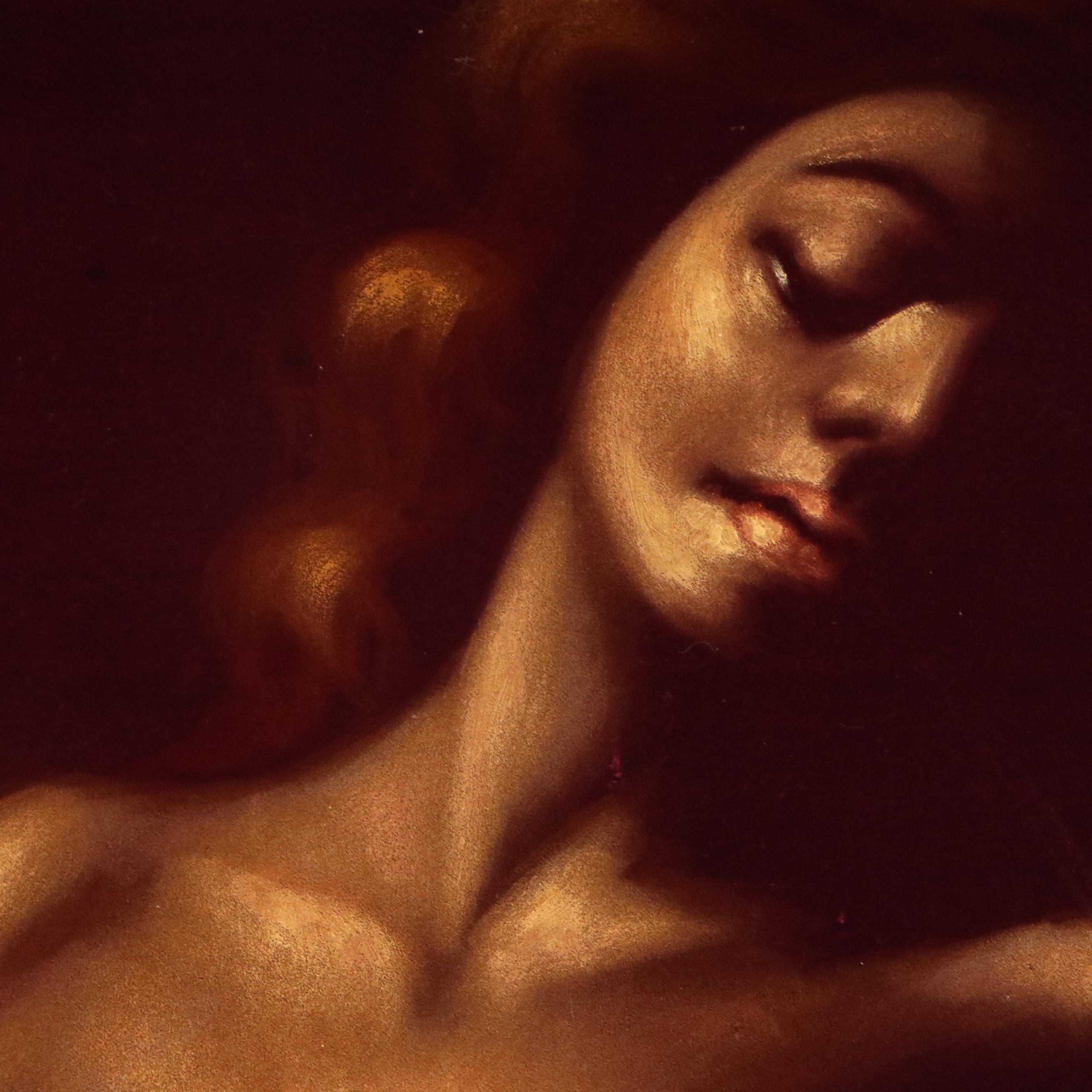 Velvet Painting of Seated Female Nude, 1970s