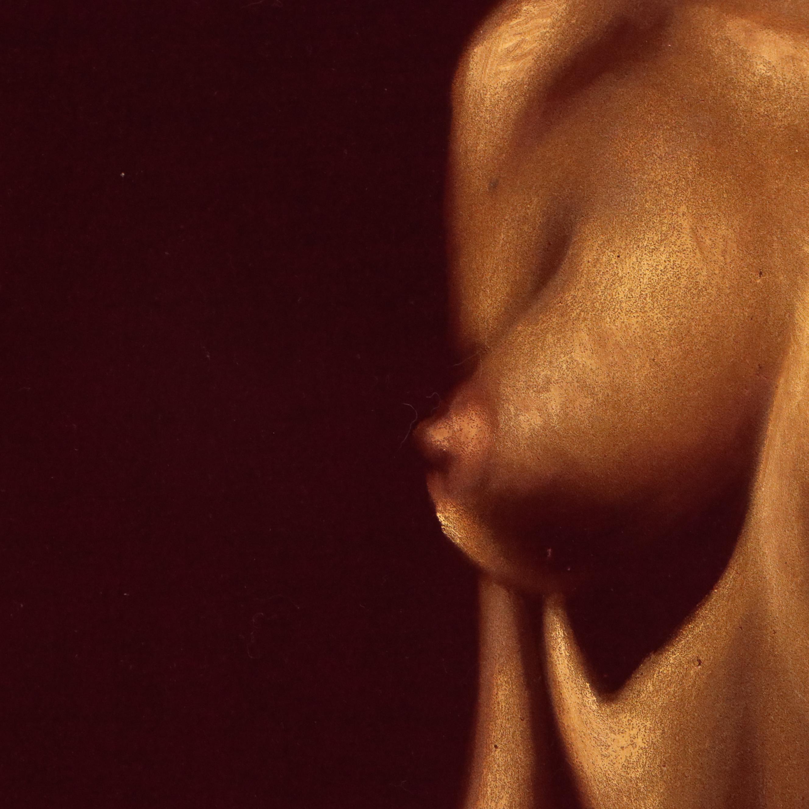 Velvet Painting of Seated Female Nude, 1970s