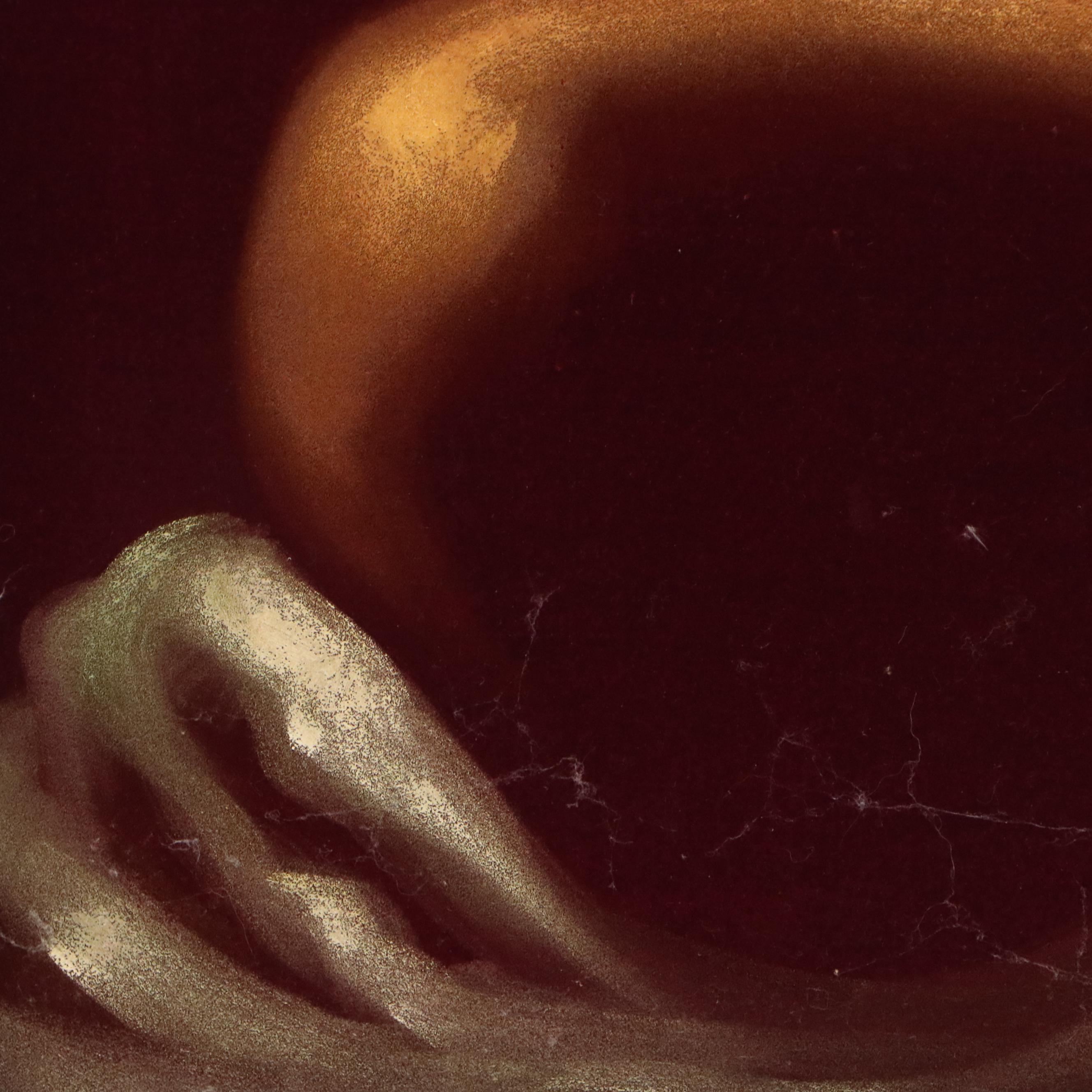 Velvet Painting of Seated Female Nude, 1970s