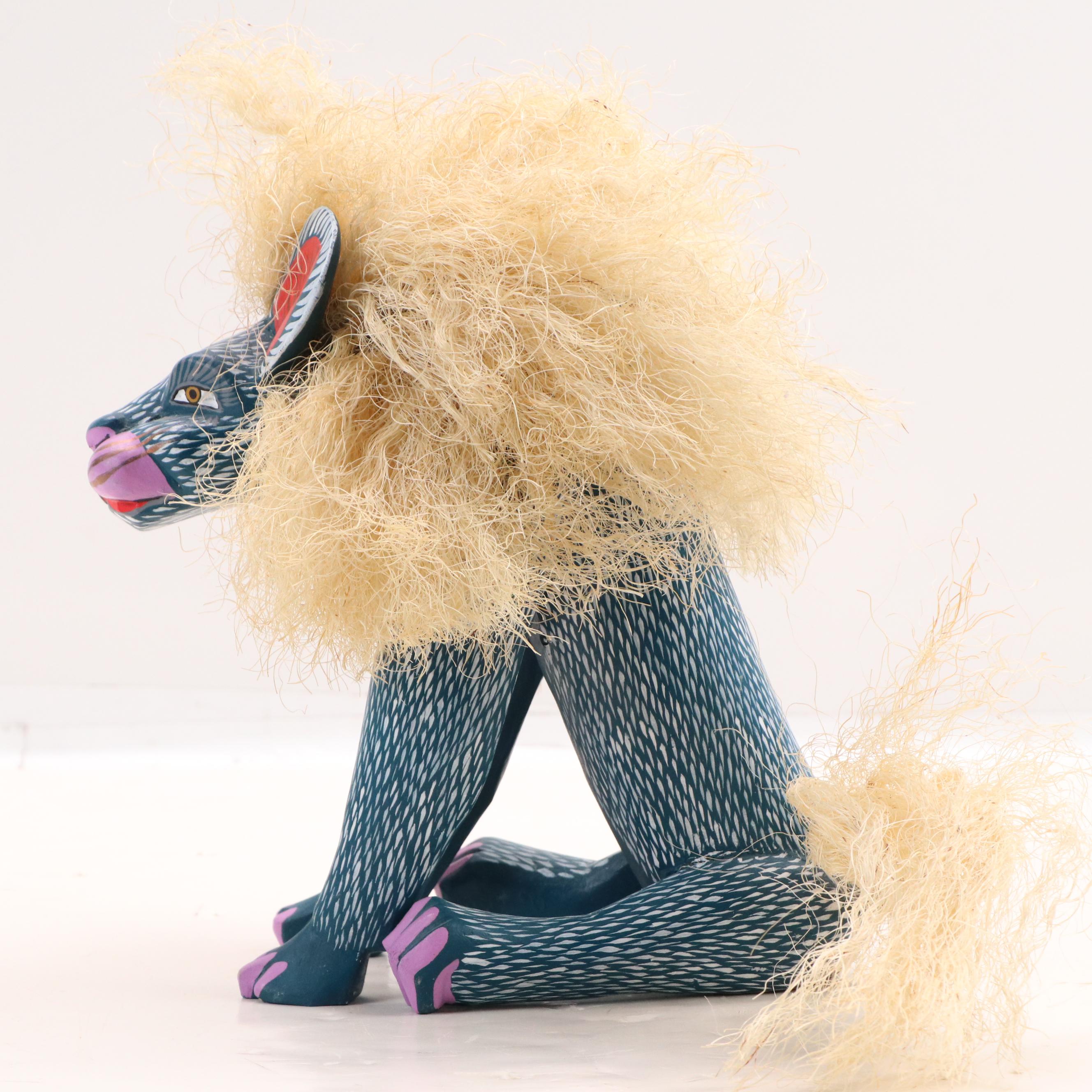 Epifanio Fuentes Polychrome Oaxaca Wood Carving of Hyena