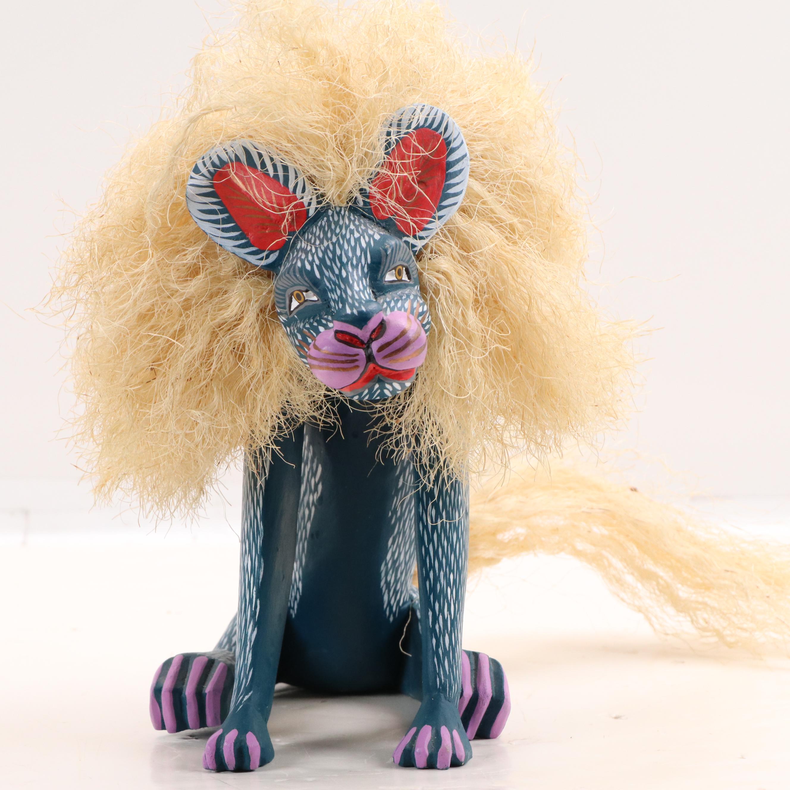 Epifanio Fuentes Polychrome Oaxaca Wood Carving of Hyena