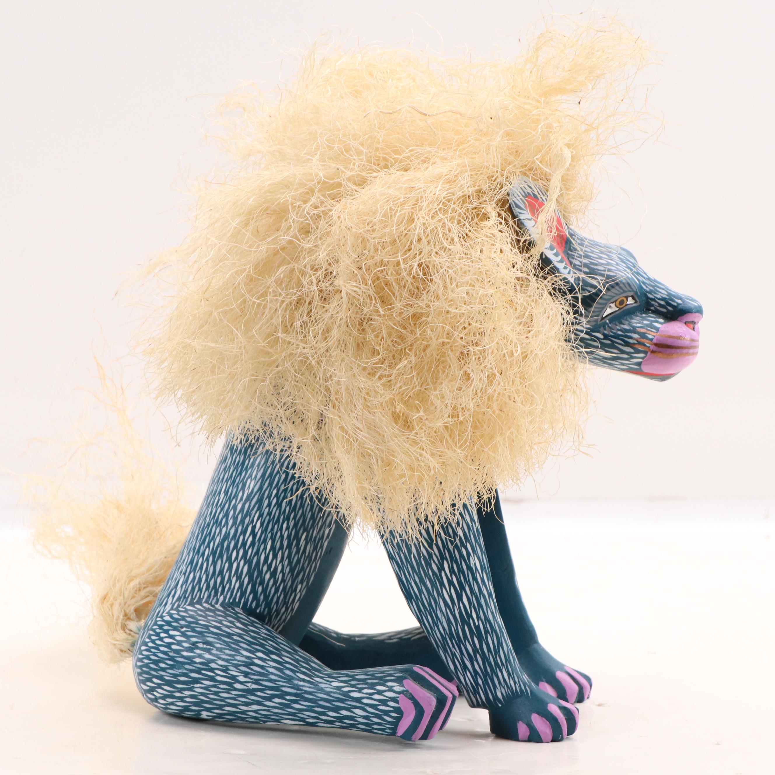 Epifanio Fuentes Polychrome Oaxaca Wood Carving of Hyena