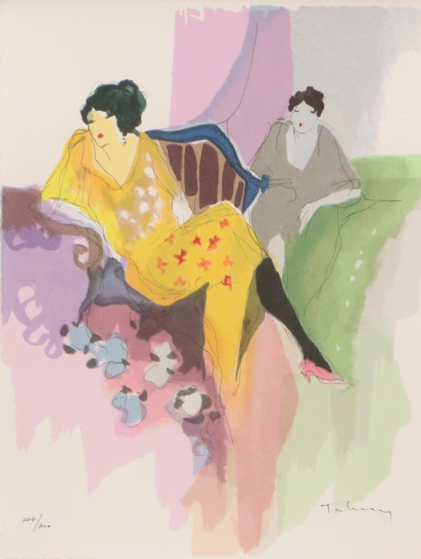 Itzchak Tarkay Serigraph "Le Divan," Late 20th Century