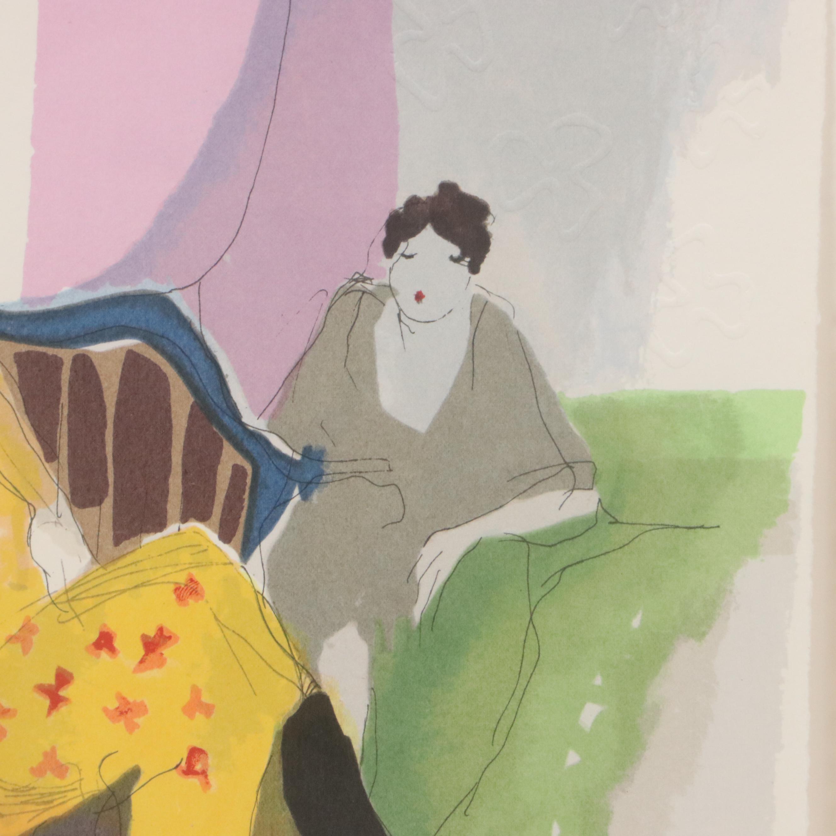 Itzchak Tarkay Serigraph "Le Divan," Late 20th Century