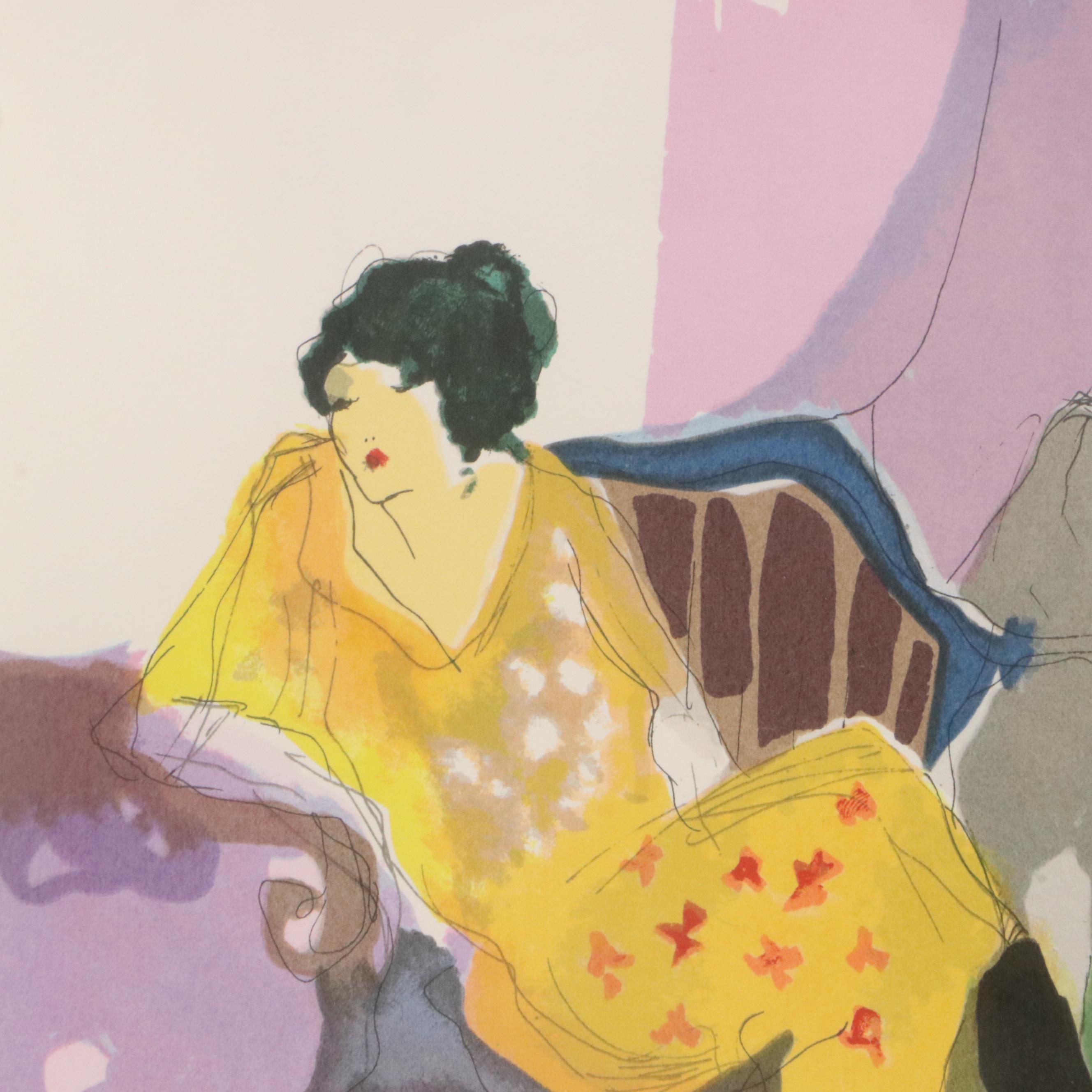 Itzchak Tarkay Serigraph "Le Divan," Late 20th Century