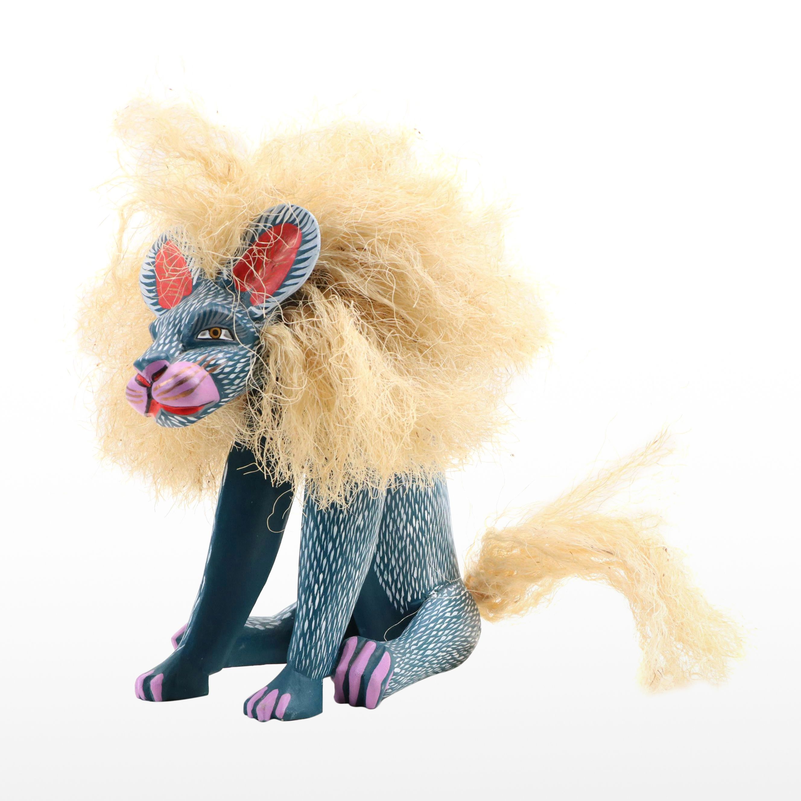 Epifanio Fuentes Polychrome Oaxaca Wood Carving of Hyena