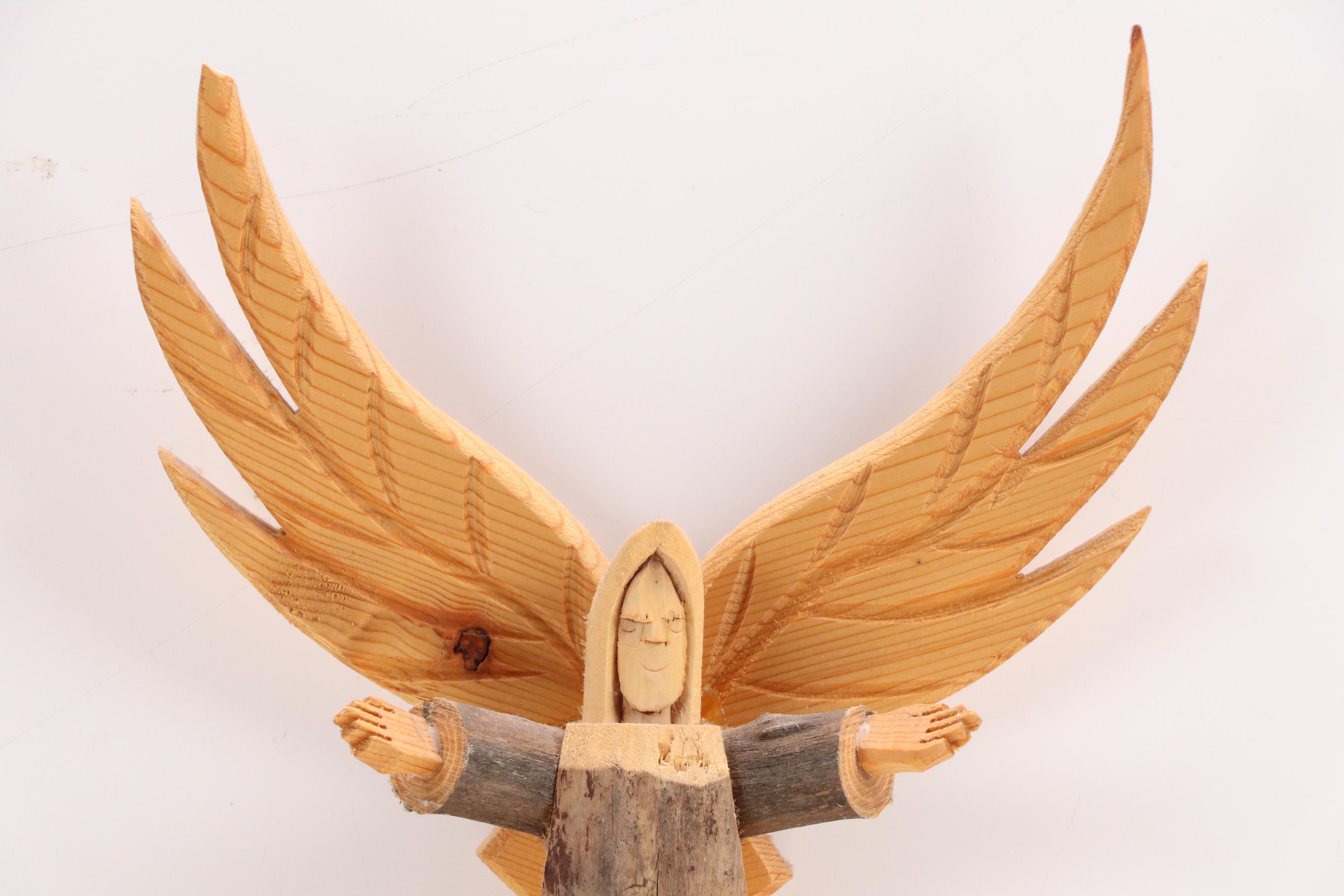 Hector Rascon Hand-Carved Wood Angel