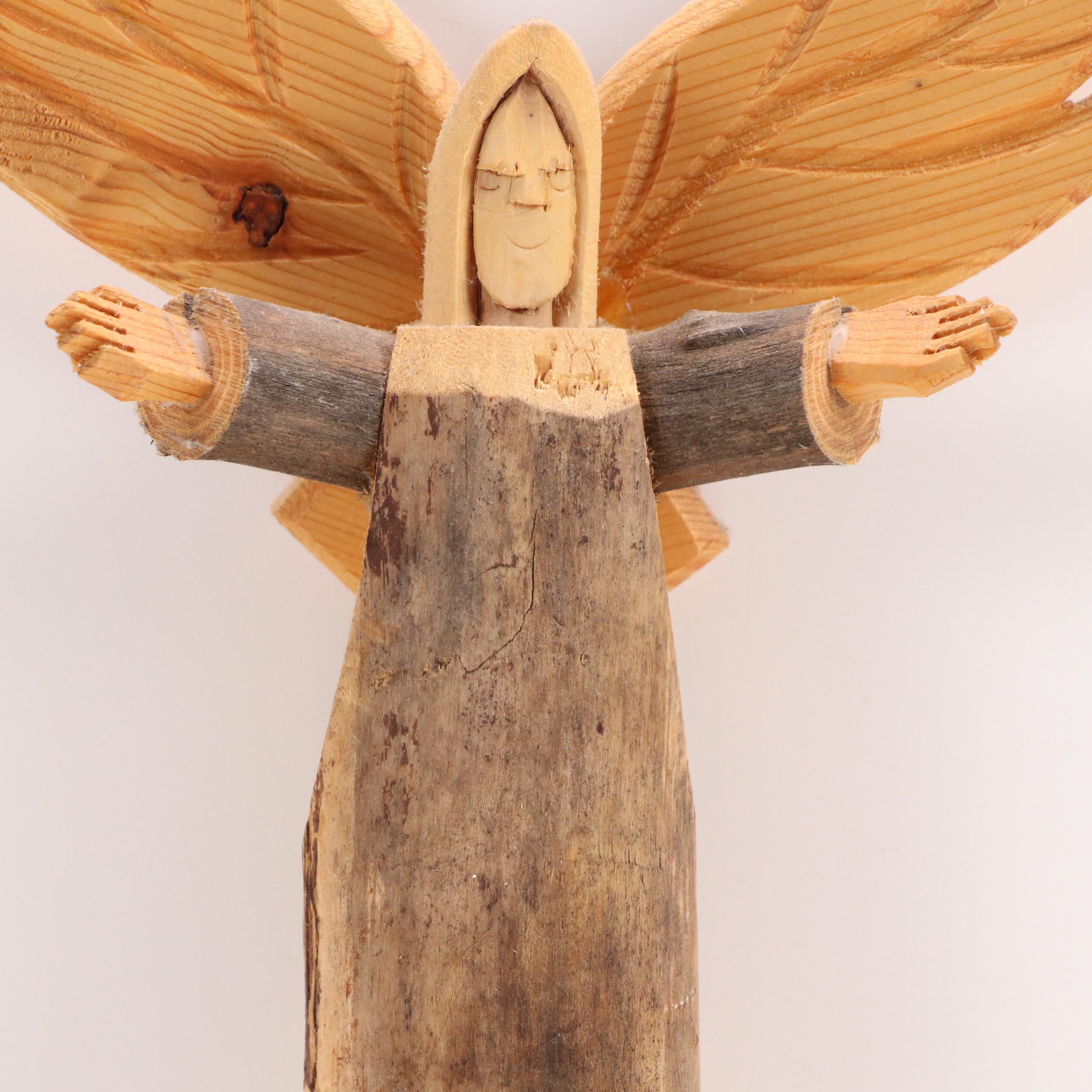 Hector Rascon Hand-Carved Wood Angel