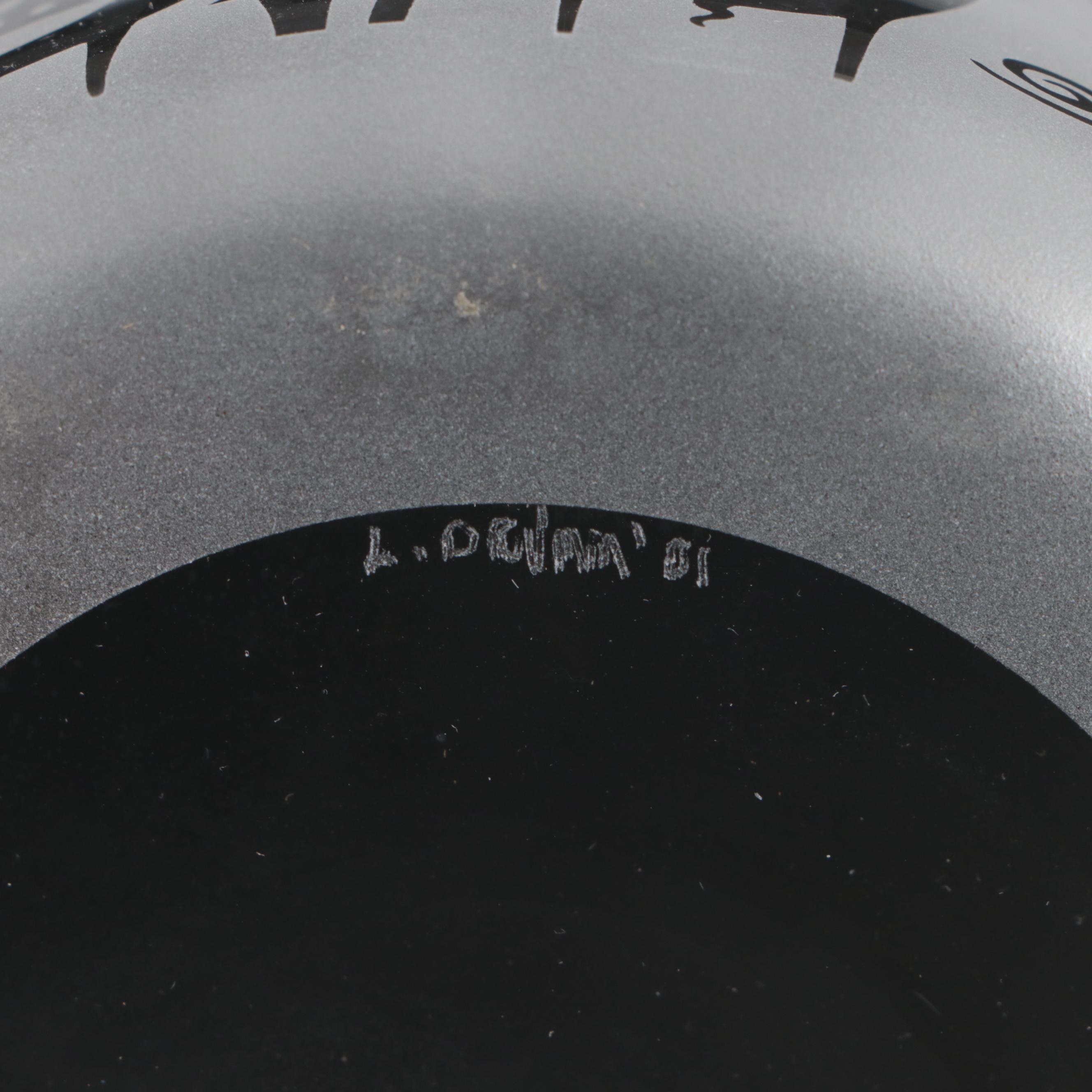 Leandra Drumm Etched Glass Bowl and Vase