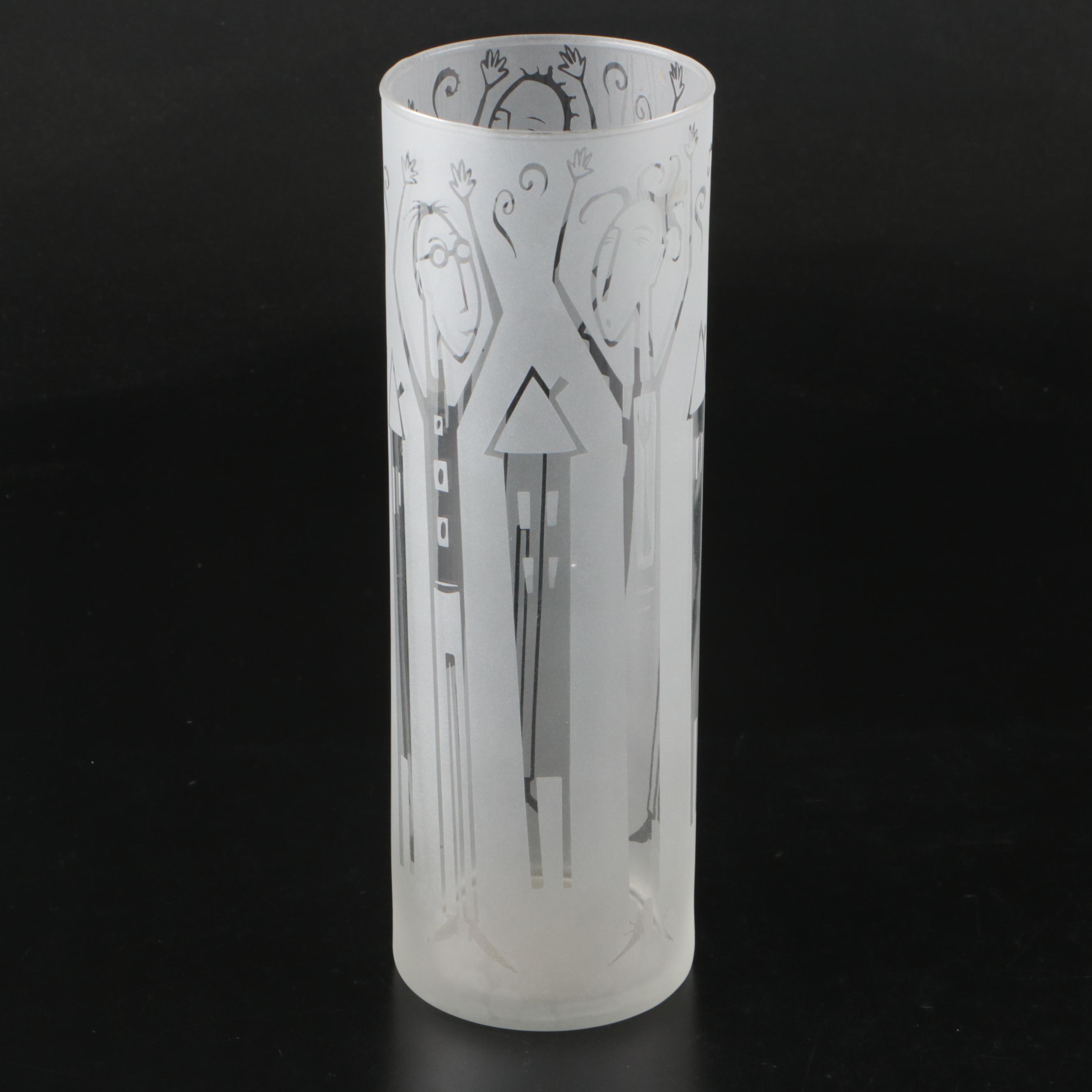 Leandra Drumm Etched Glass Bowl and Vase