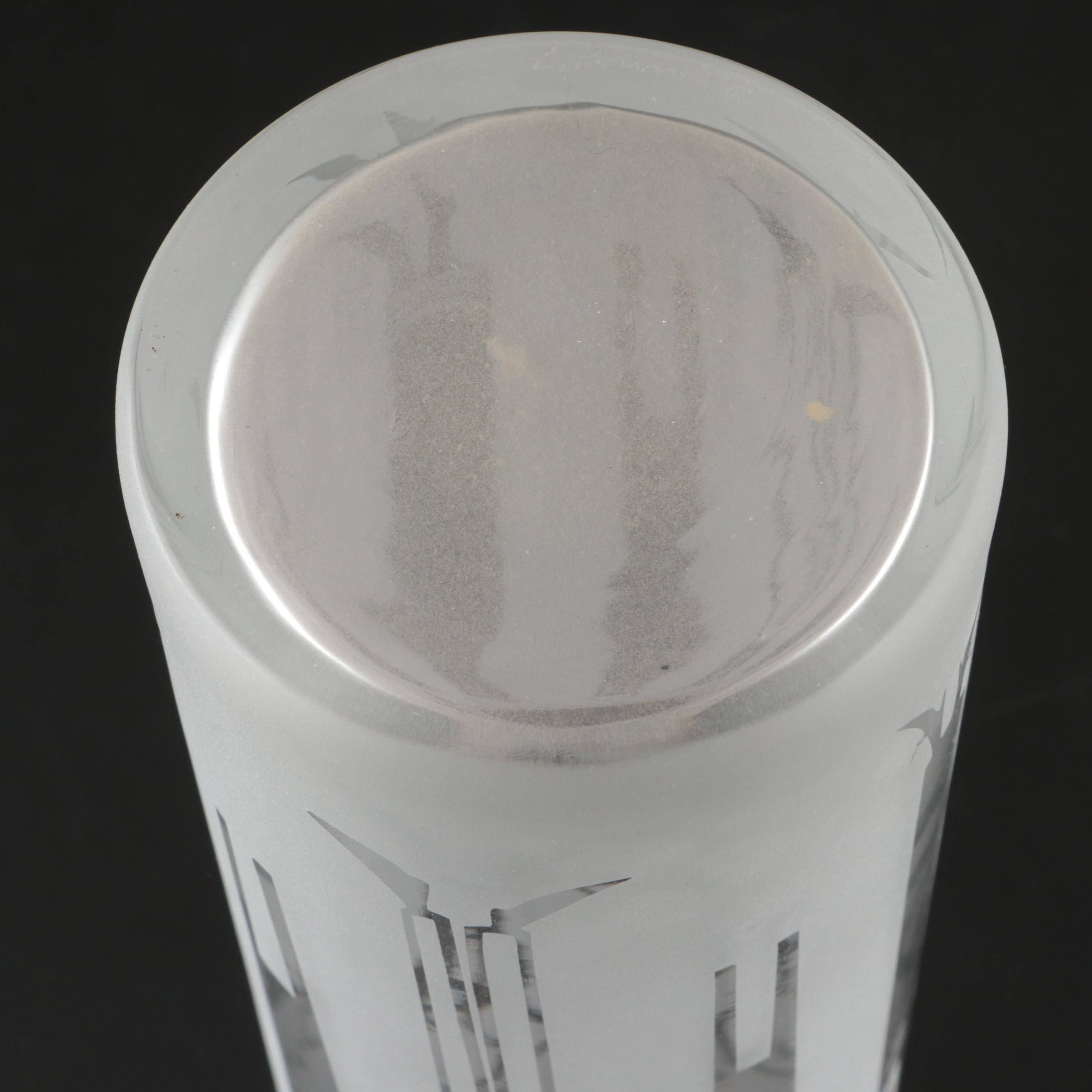 Leandra Drumm Etched Glass Bowl and Vase