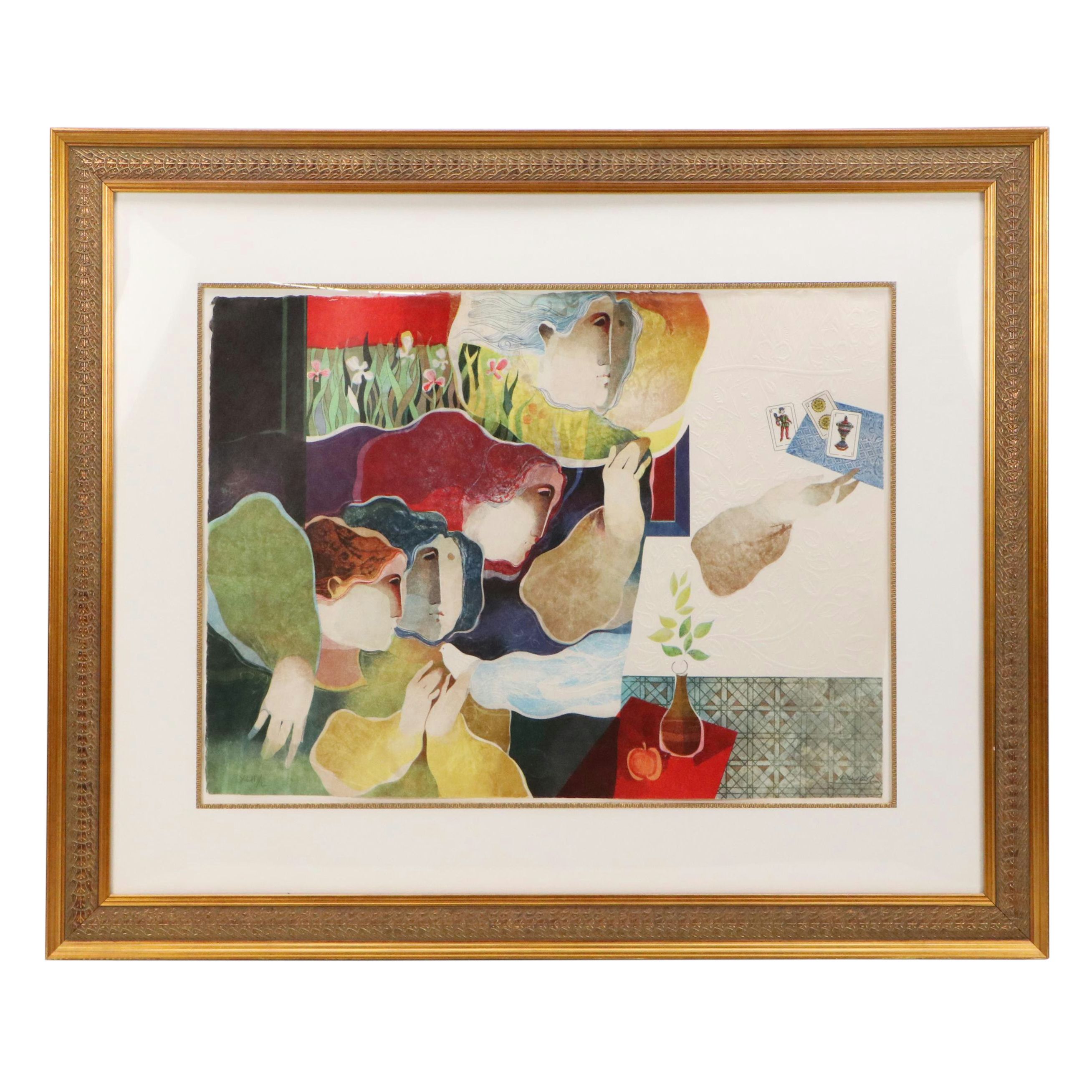 Alvar Sunol Munoz-Ramos Embossed Aquatint Etching "La Bonne Chance"