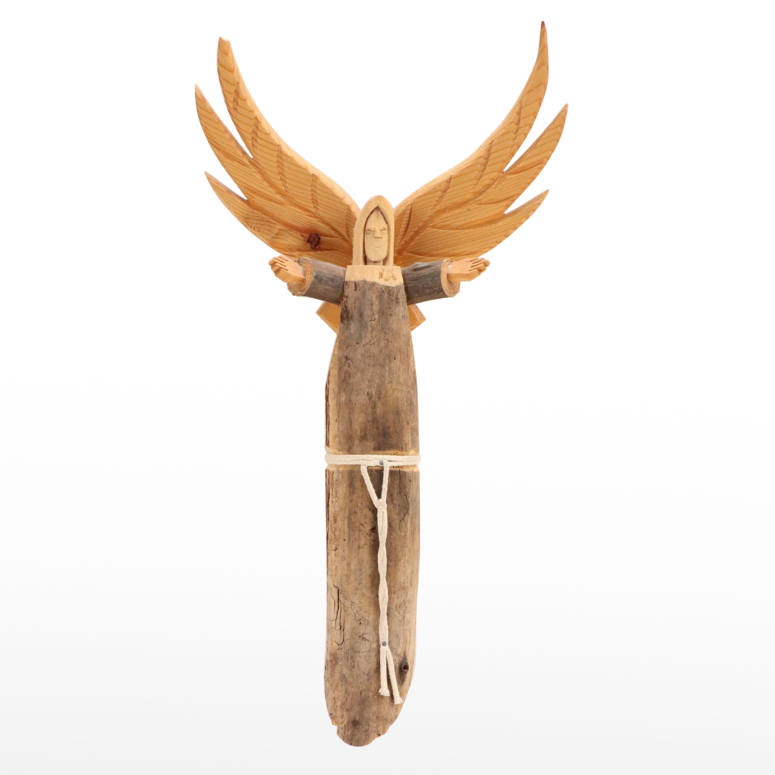 Hector Rascon Hand-Carved Wood Angel