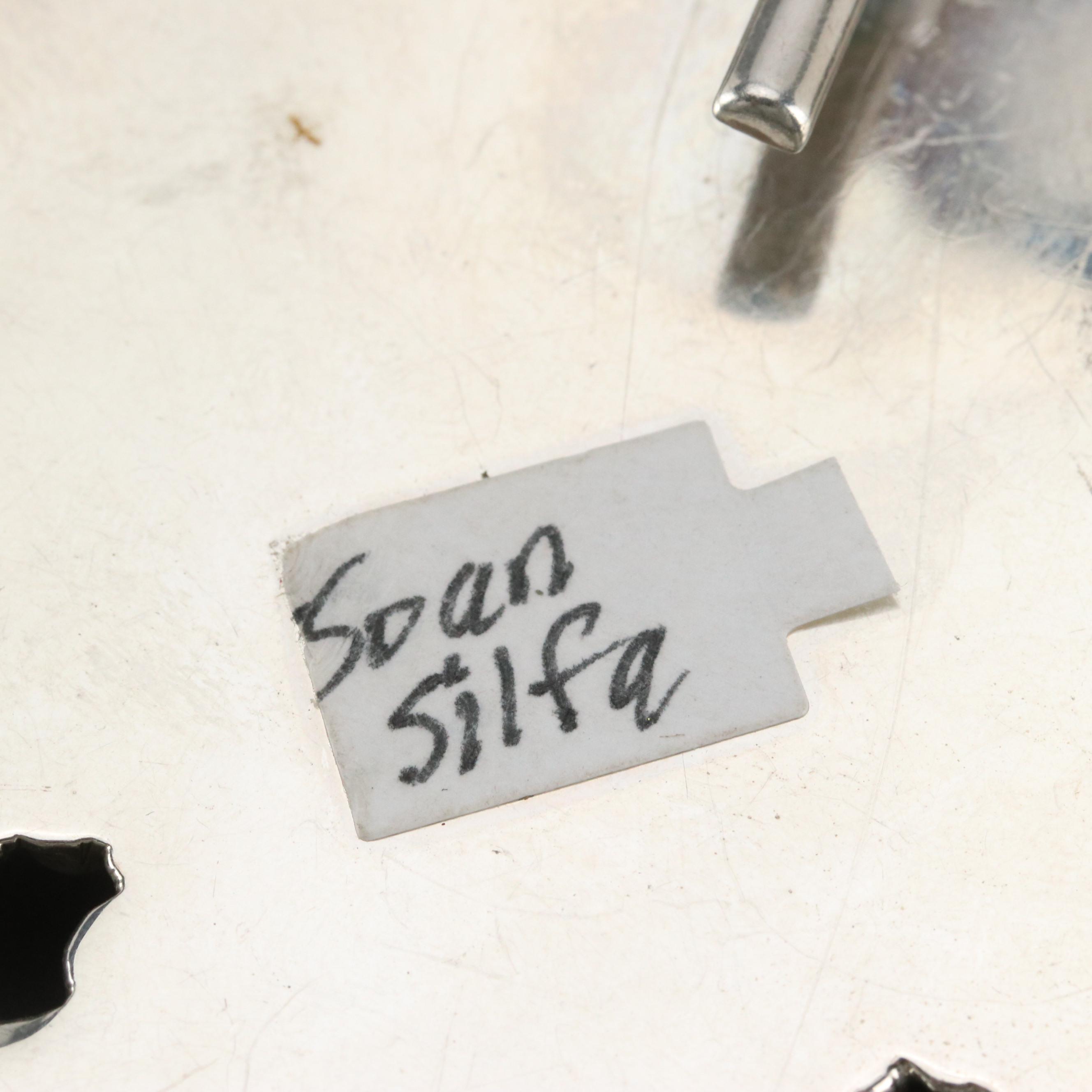 Signed Sterling Silver Southwestern Blanket Style Cross Pendant