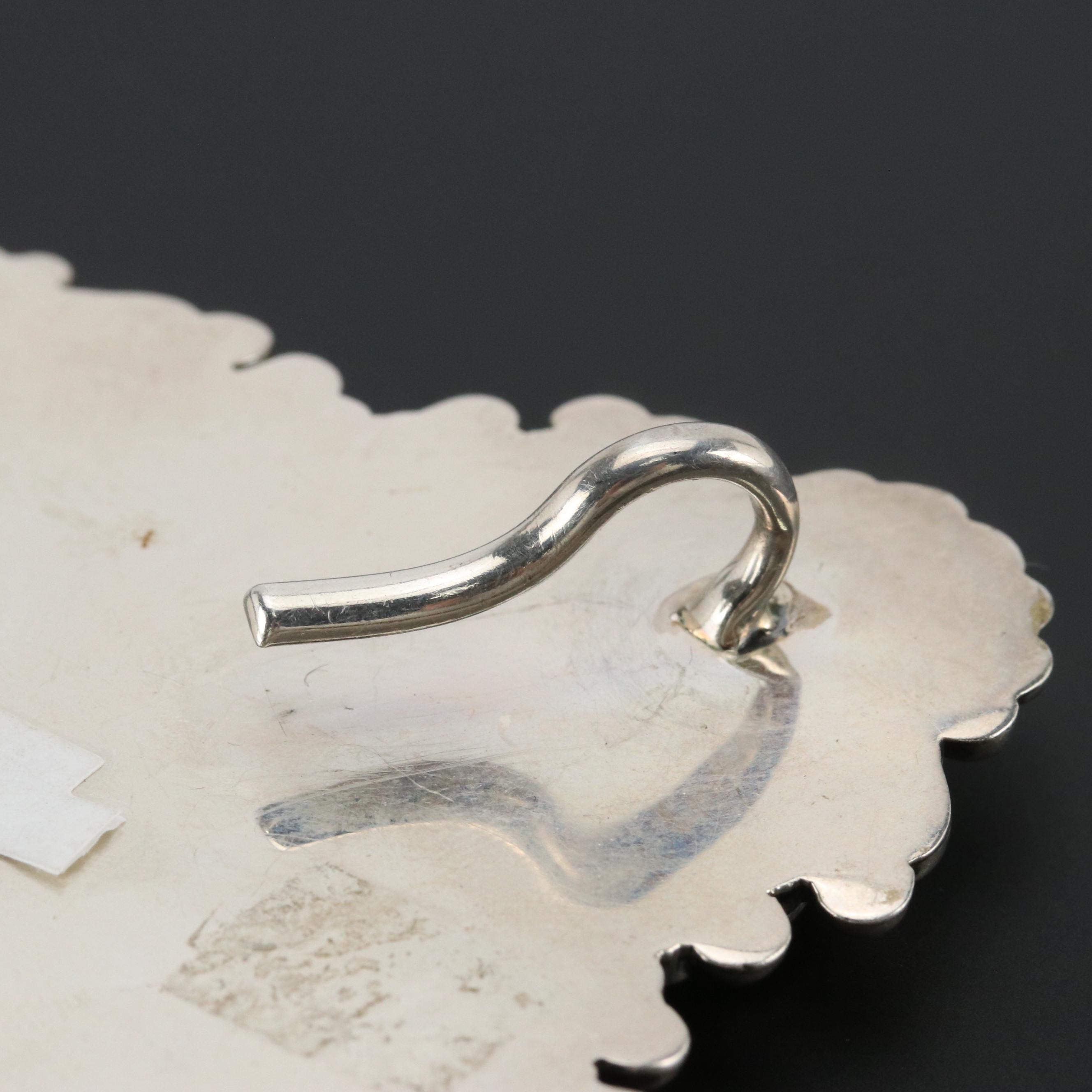 Signed Sterling Silver Southwestern Blanket Style Cross Pendant