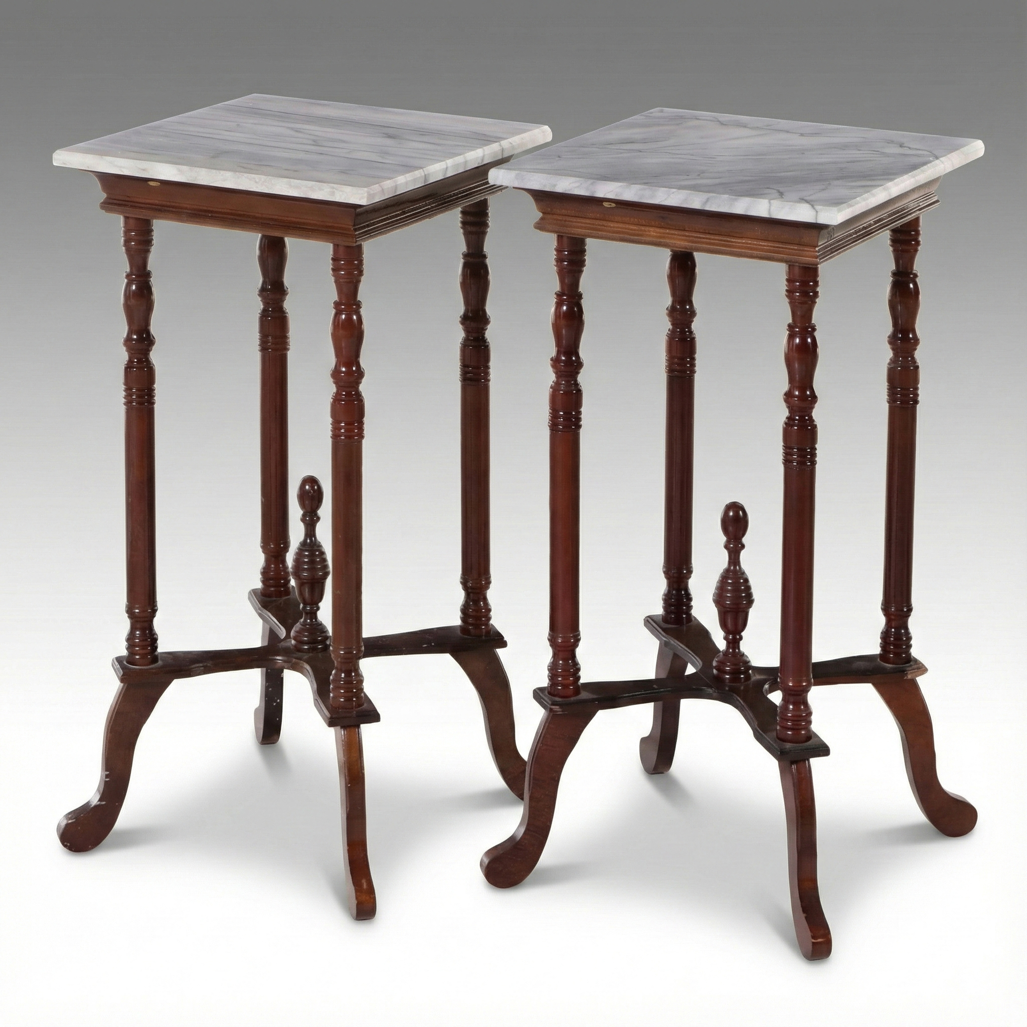 Pair of End Tables with Marble Tops